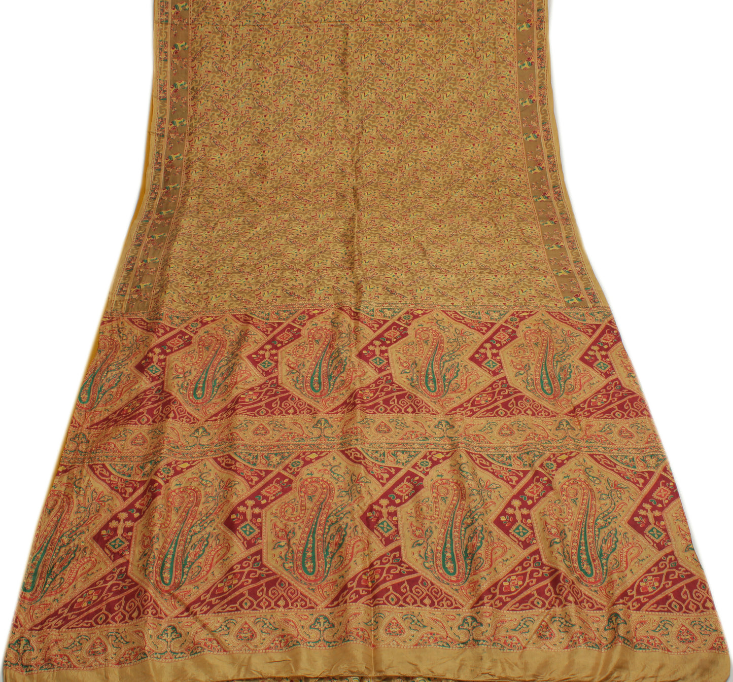 Sushila Vintage Indian Saree 100% Pure Silk Printed Floral Soft Craft Fabric