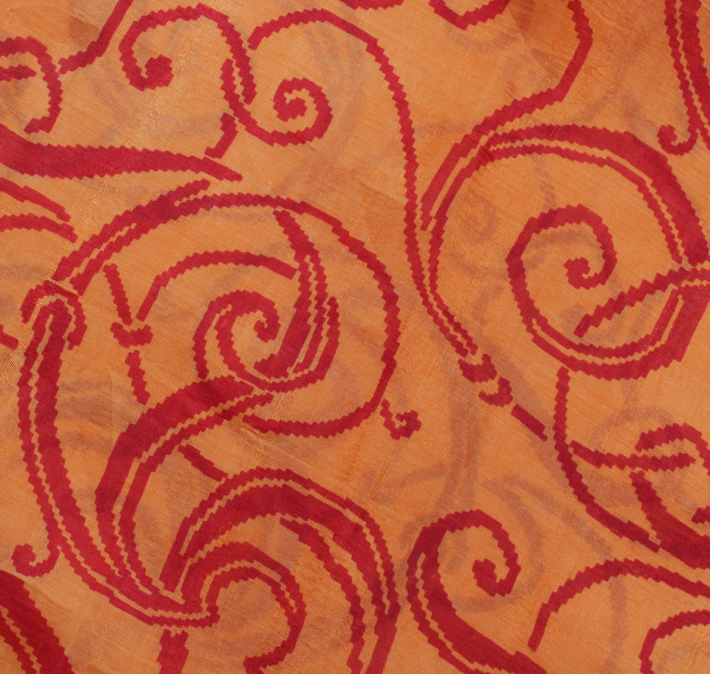 Sushila Vintage Orange Indian Saree 100% Pure Silk Printed Soft 5YD Craft Fabric