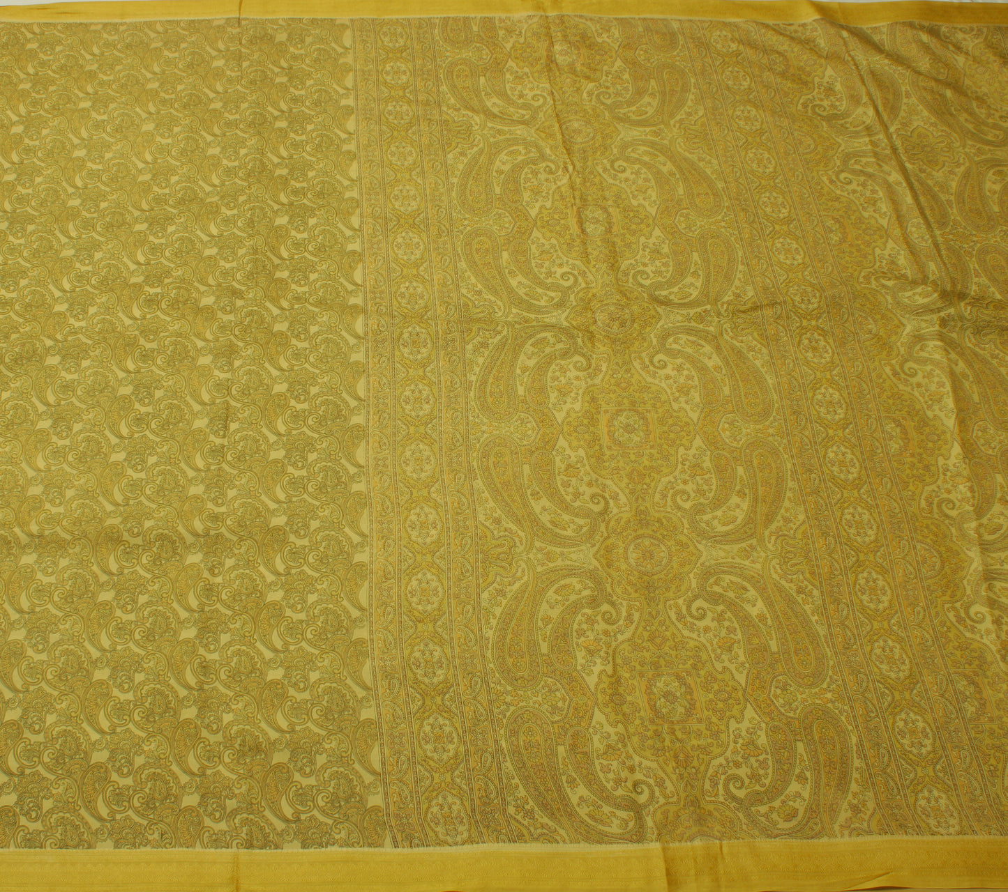 Sushila Vintage Green Saree 100% Pure Silk Printed Paisley Soft Craft Fabric