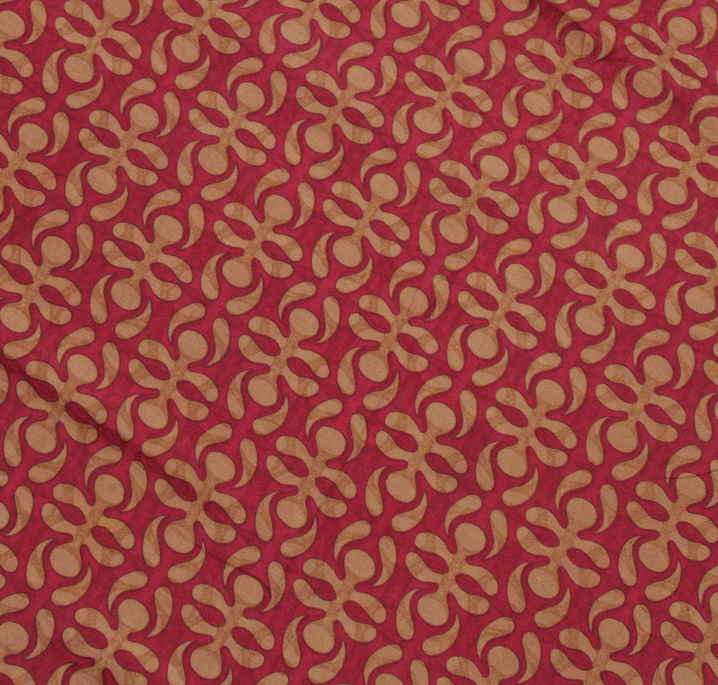 Sushila Vintage Red Indian Saree 100% Pure Silk Printed Floral Soft Craft Fabric