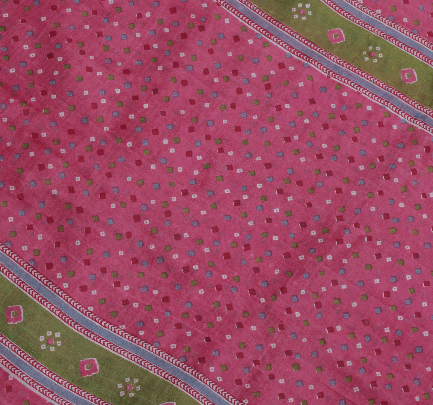 Sushila Vintage Pink Indian Saree 100% Pure Silk Printed Soft Sari Craft Fabric