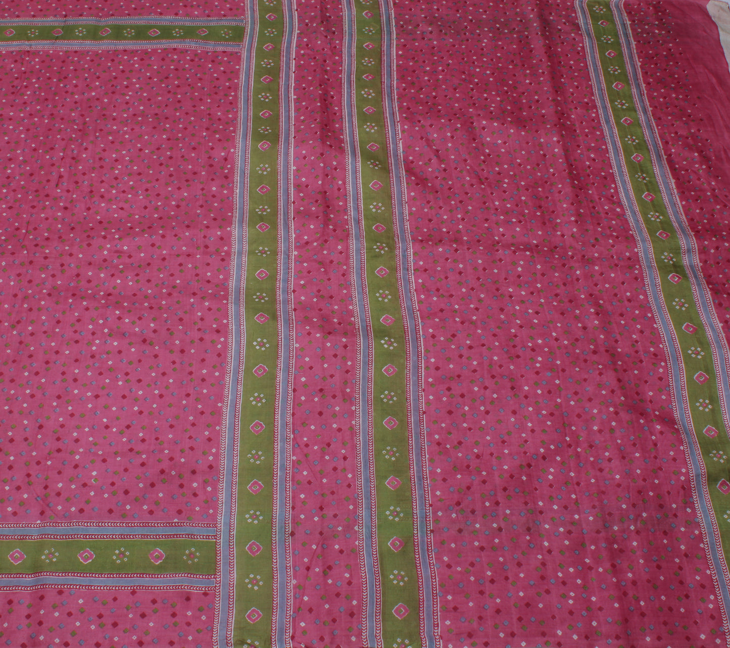 Sushila Vintage Pink Indian Saree 100% Pure Silk Printed Soft Sari Craft Fabric