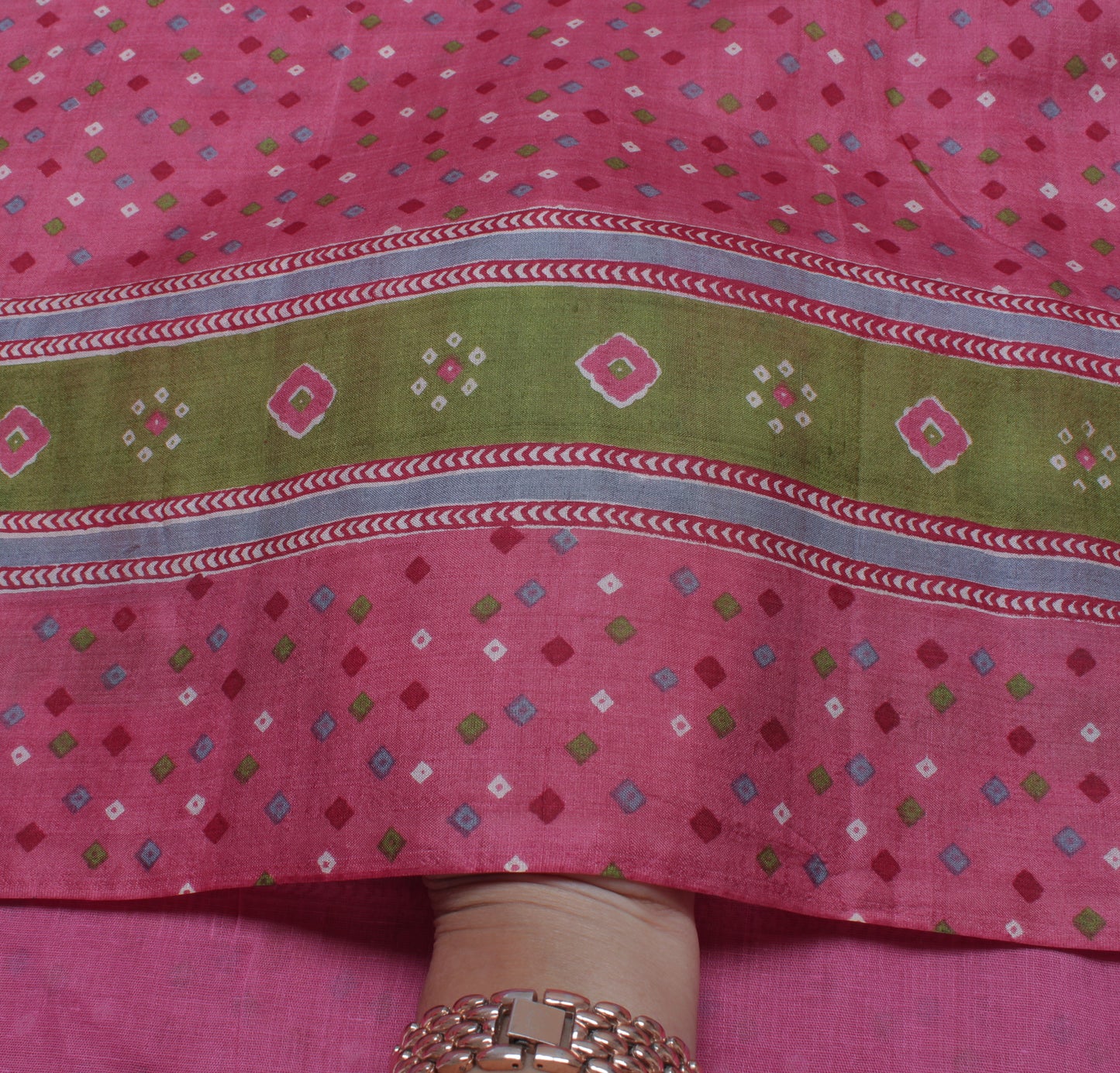 Sushila Vintage Pink Indian Saree 100% Pure Silk Printed Soft Sari Craft Fabric