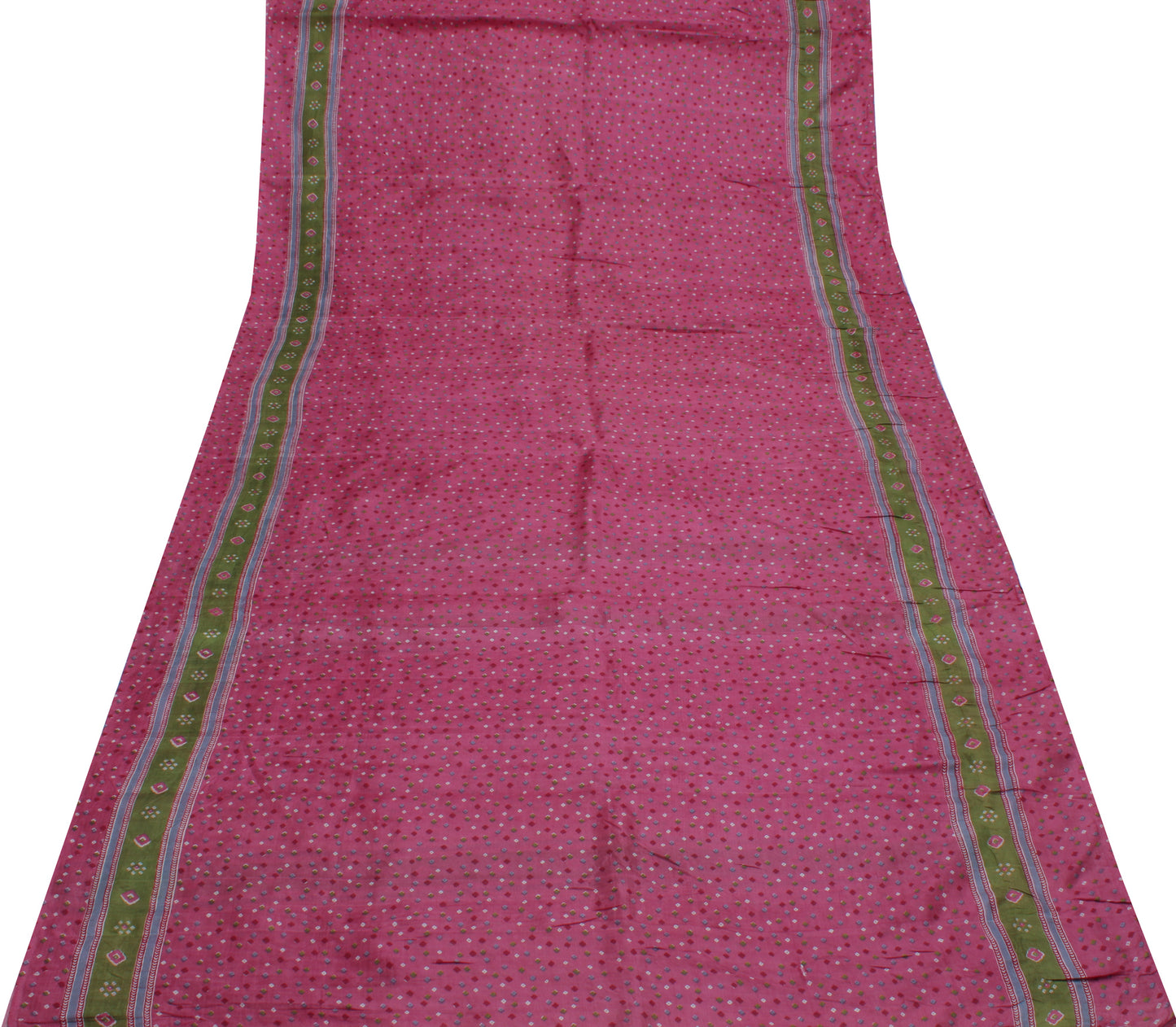 Sushila Vintage Pink Indian Saree 100% Pure Silk Printed Soft Sari Craft Fabric