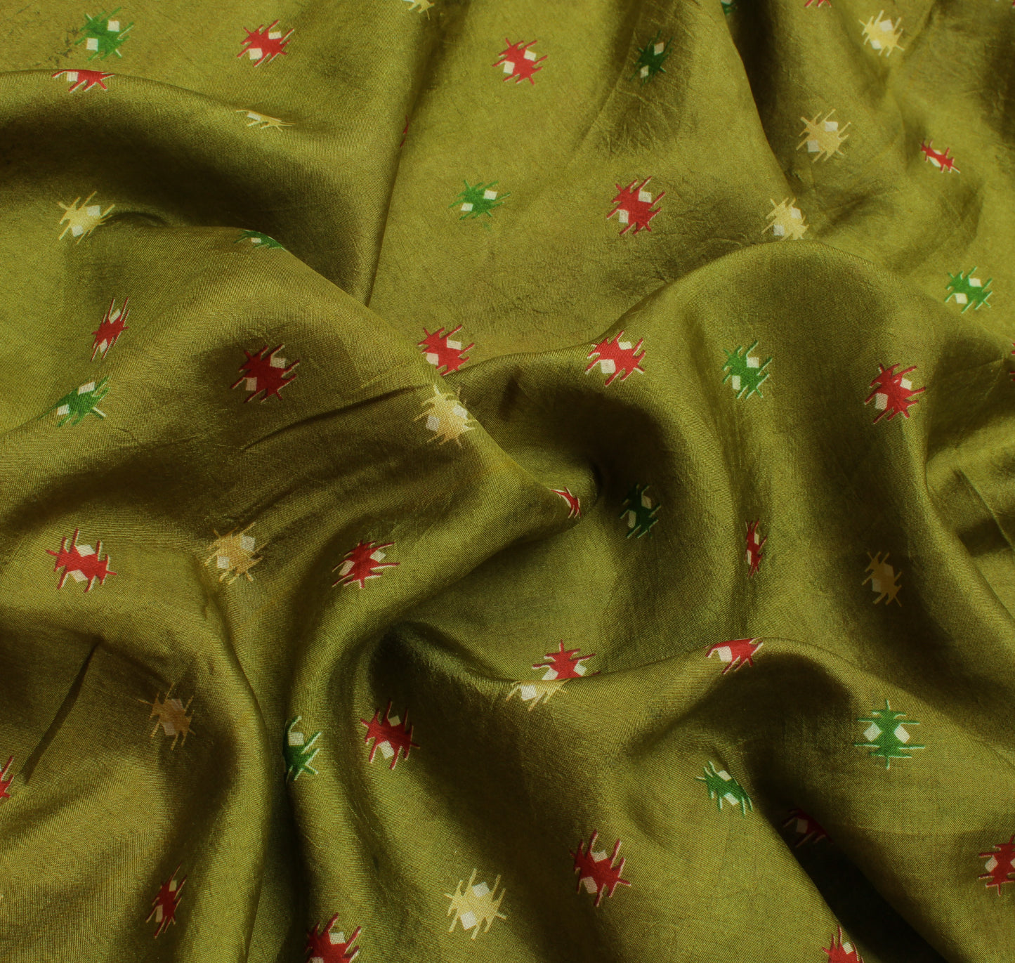 Sushila Vintage Green Indian Saree 100% Pure Silk Printed Soft Sari Craft Fabric