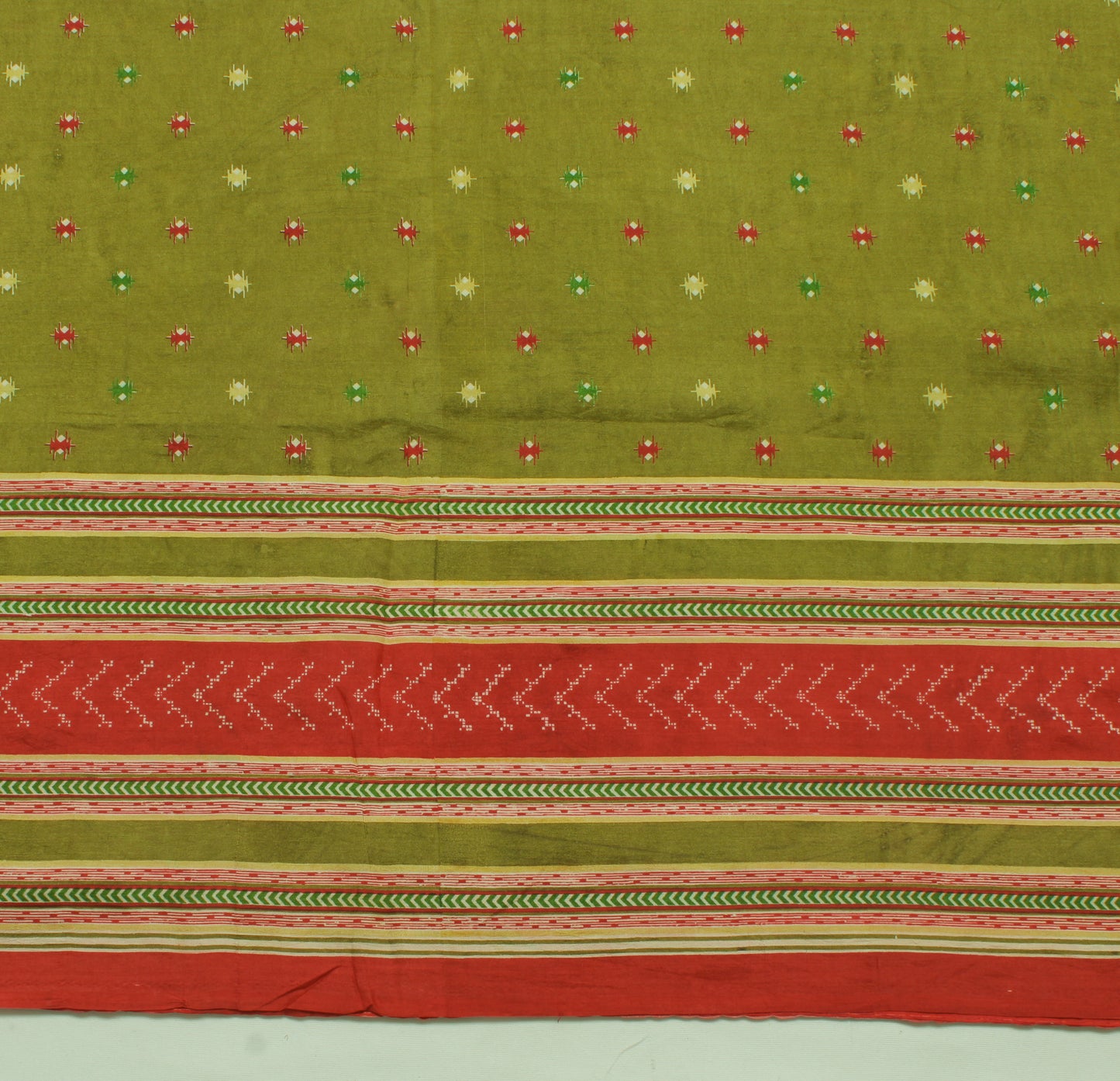 Sushila Vintage Green Indian Saree 100% Pure Silk Printed Soft Sari Craft Fabric