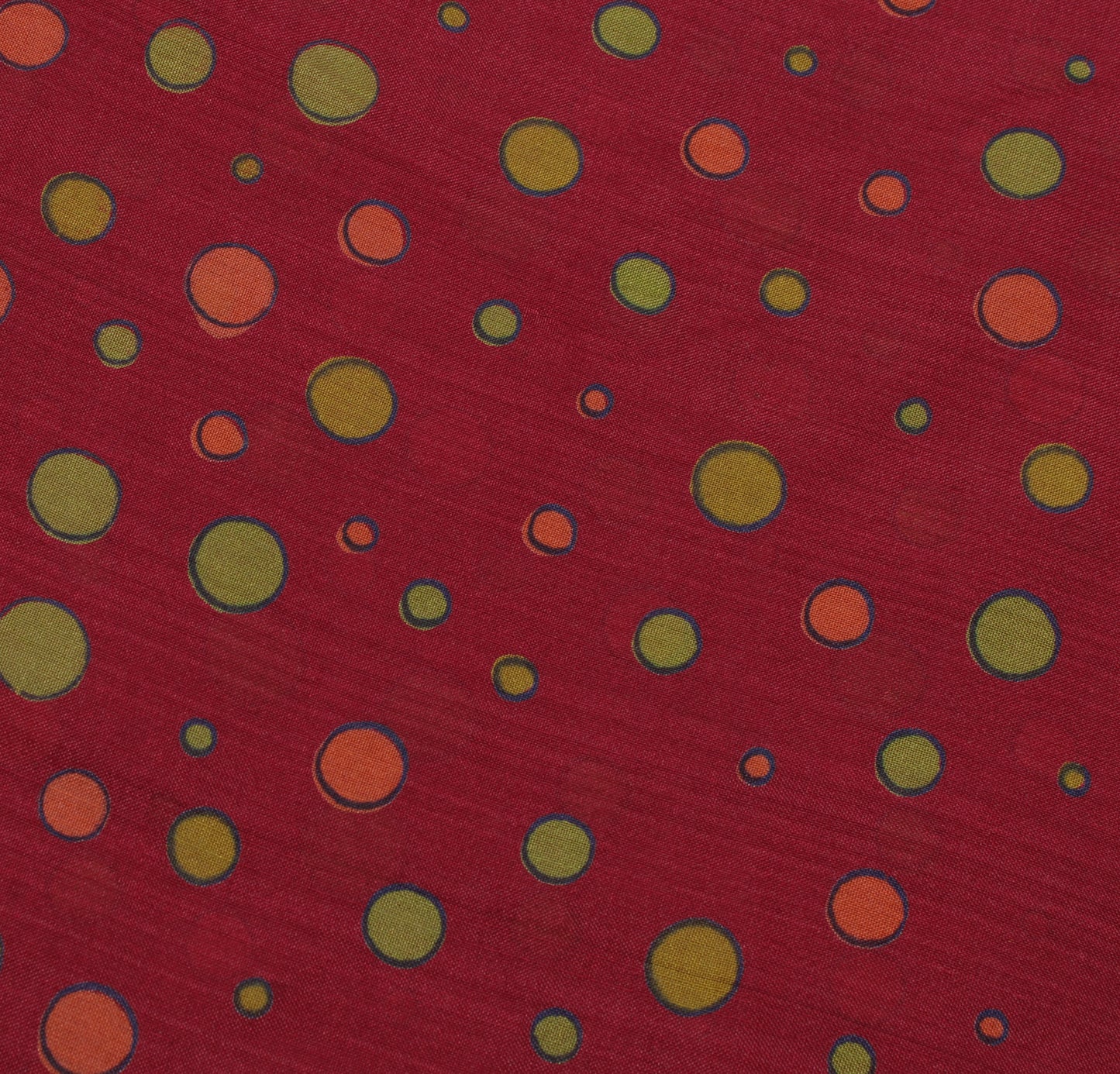 Sushila Vintage Red Indian Saree 100% Pure Silk Printed Dots Soft Craft Fabric