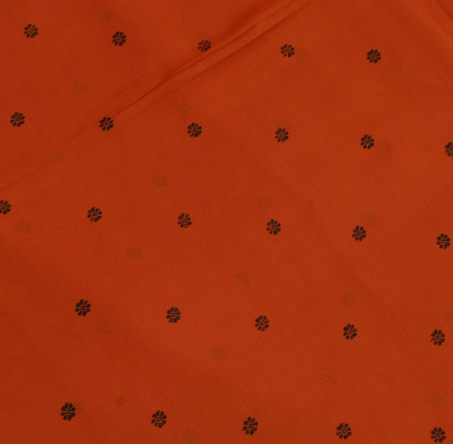 Sushila Vintage Rust Indian Saree  Pure Silk Printed Floral Soft Craft Fabric