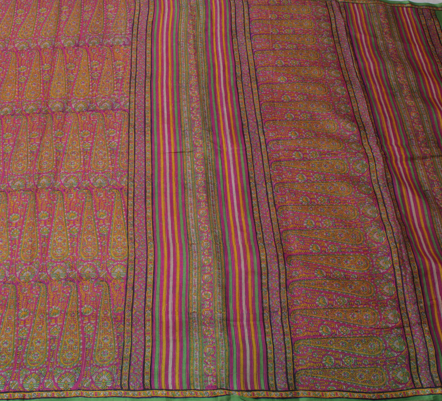 Sushila Vintage Purple Saree 100% Pure Silk Printed Floral Soft Craft Fabric