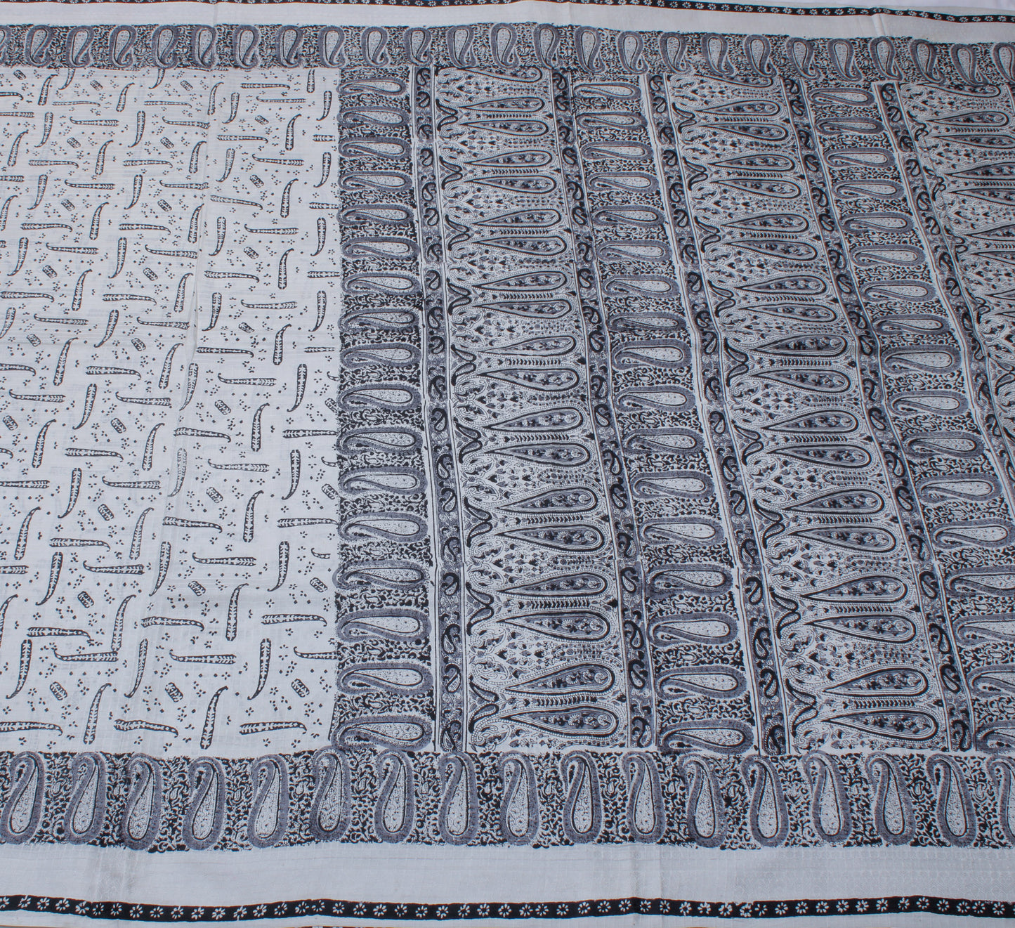 Sushila Vintage Light Gray Saree 100% Pure Silk Printed Soft Craft Sari Fabric