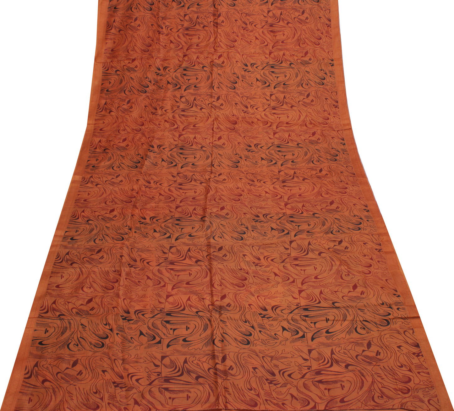 Sushila Vintage Brown Indian Saree 100% Pure Silk Printed Soft Craft Sari Fabric