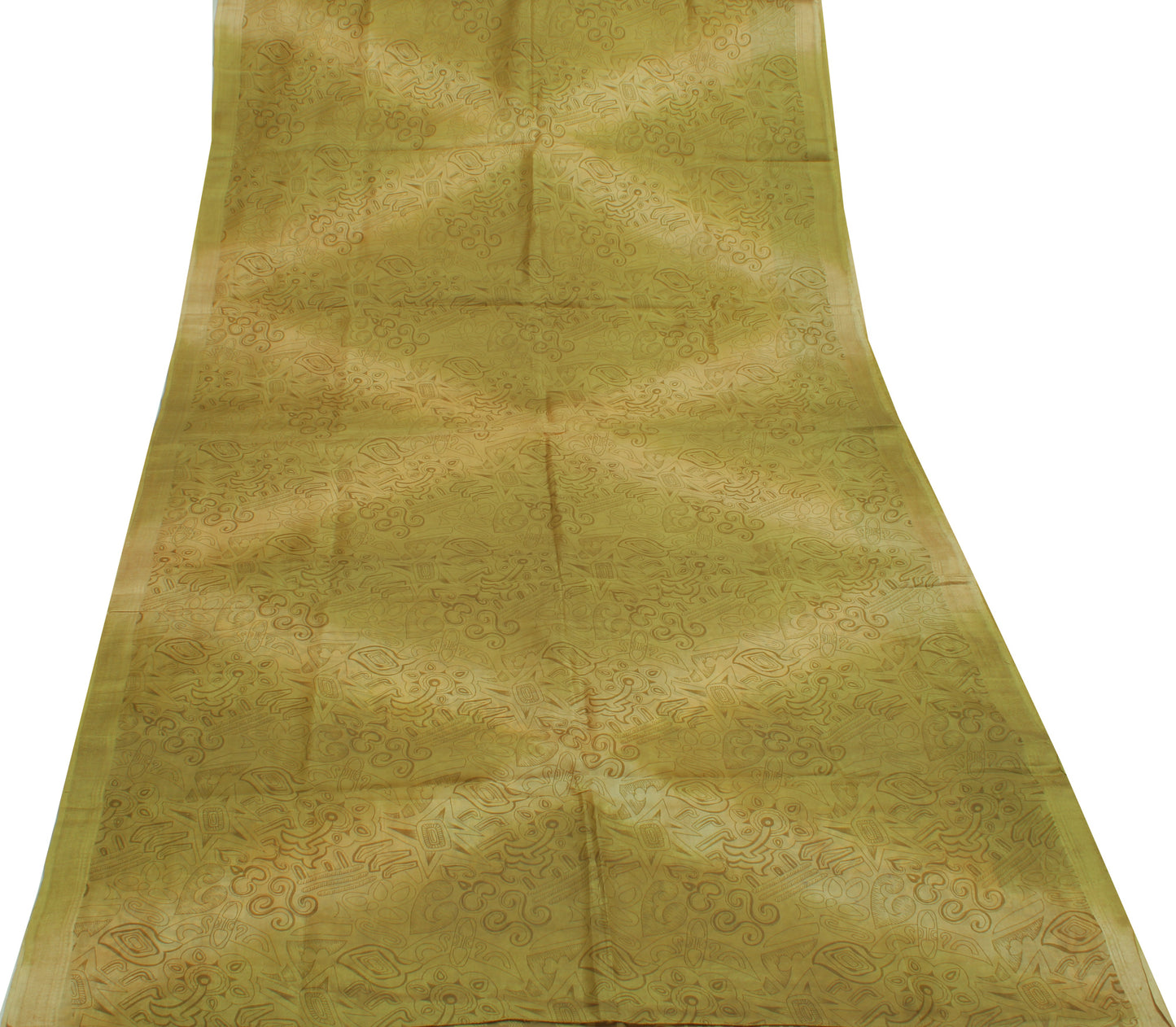 Sushila Vintage Green Indian Saree 100% Pure Silk Printed Soft Craft Sari Fabric