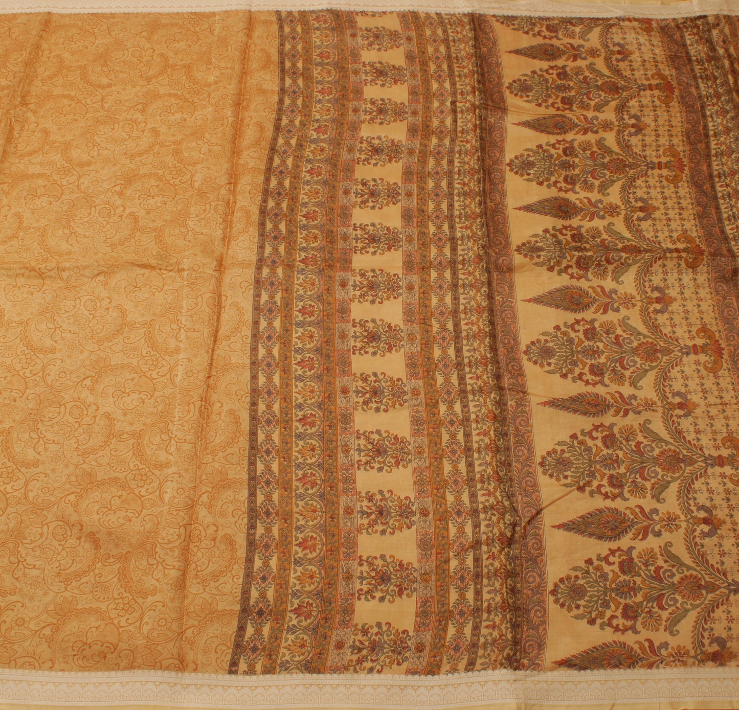 Sushila Vintage Brown Saree 100% Pure Silk Printed Floral Soft Craft Fabric