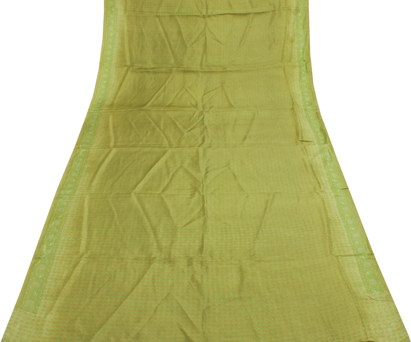 Sushila Vintage Green Saree 100% Pure Silk Printed Floral Soft Craft Fabric