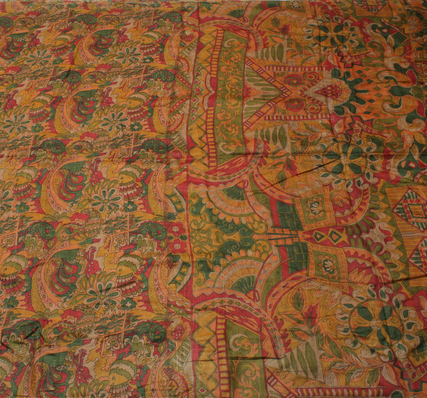 Sushila Vintage Indian Saree 100% Pure Silk Printed Soft 5 Yard Craft Fabric