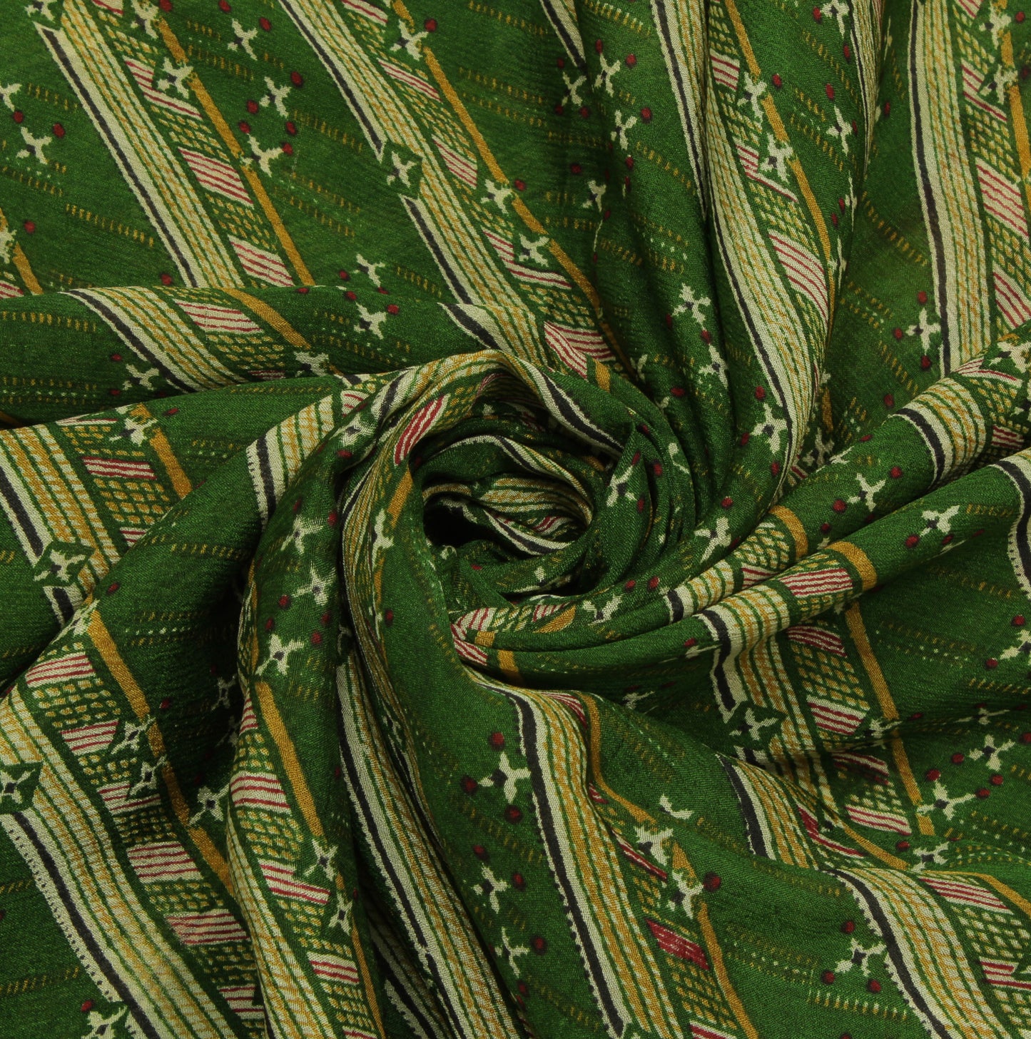 Sushila Vintage Green Saree 100% Pure Georgette Silk Printed Floral Craft Fabric