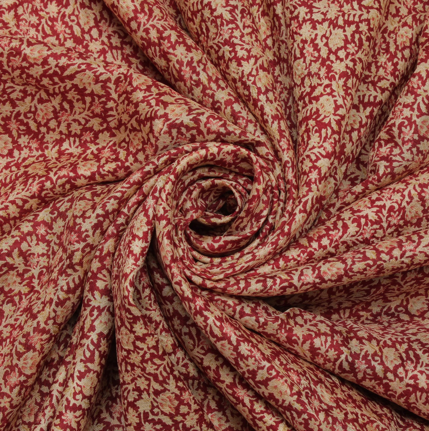 Sushila Vintage Maroon Saree 100% Pure Silk Printed Floral Soft Craft Fabric