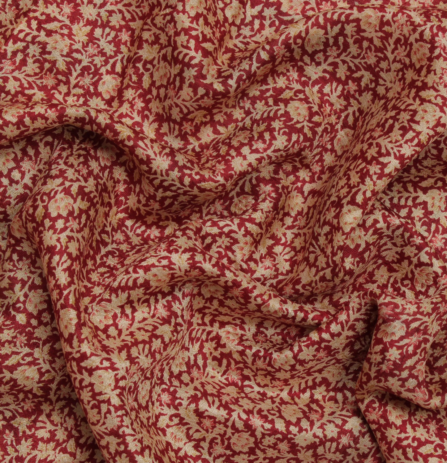 Sushila Vintage Maroon Saree 100% Pure Silk Printed Floral Soft Craft Fabric