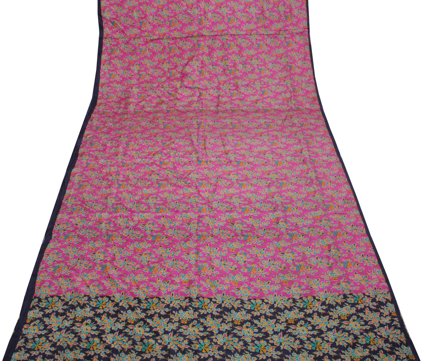 Sushila Vintage Pink Saree 100% Pure Silk Printed Floral Soft Craft Sari Fabric