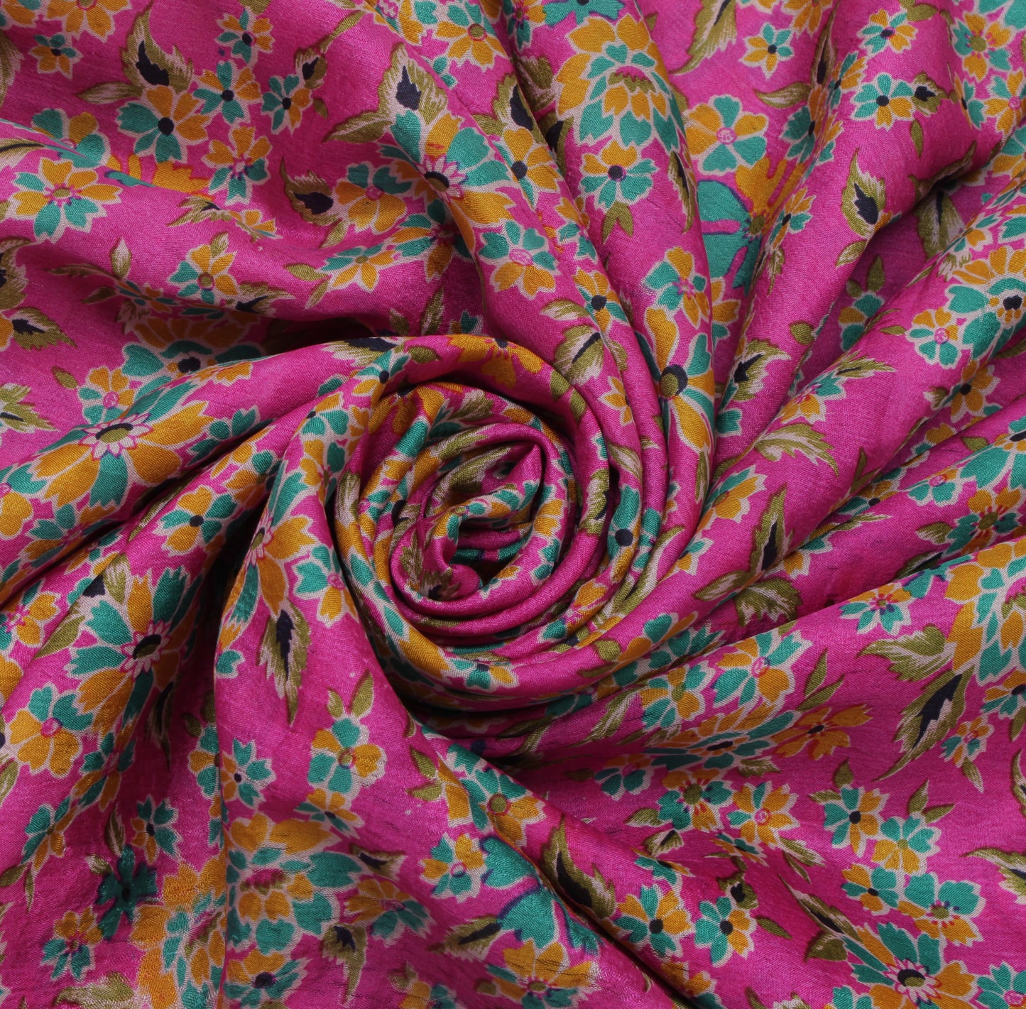 Sushila Vintage Pink Saree 100% Pure Silk Printed Floral Soft Craft Sari Fabric