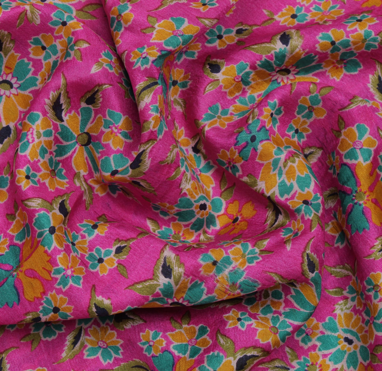 Sushila Vintage Pink Saree 100% Pure Silk Printed Floral Soft Craft Sari Fabric