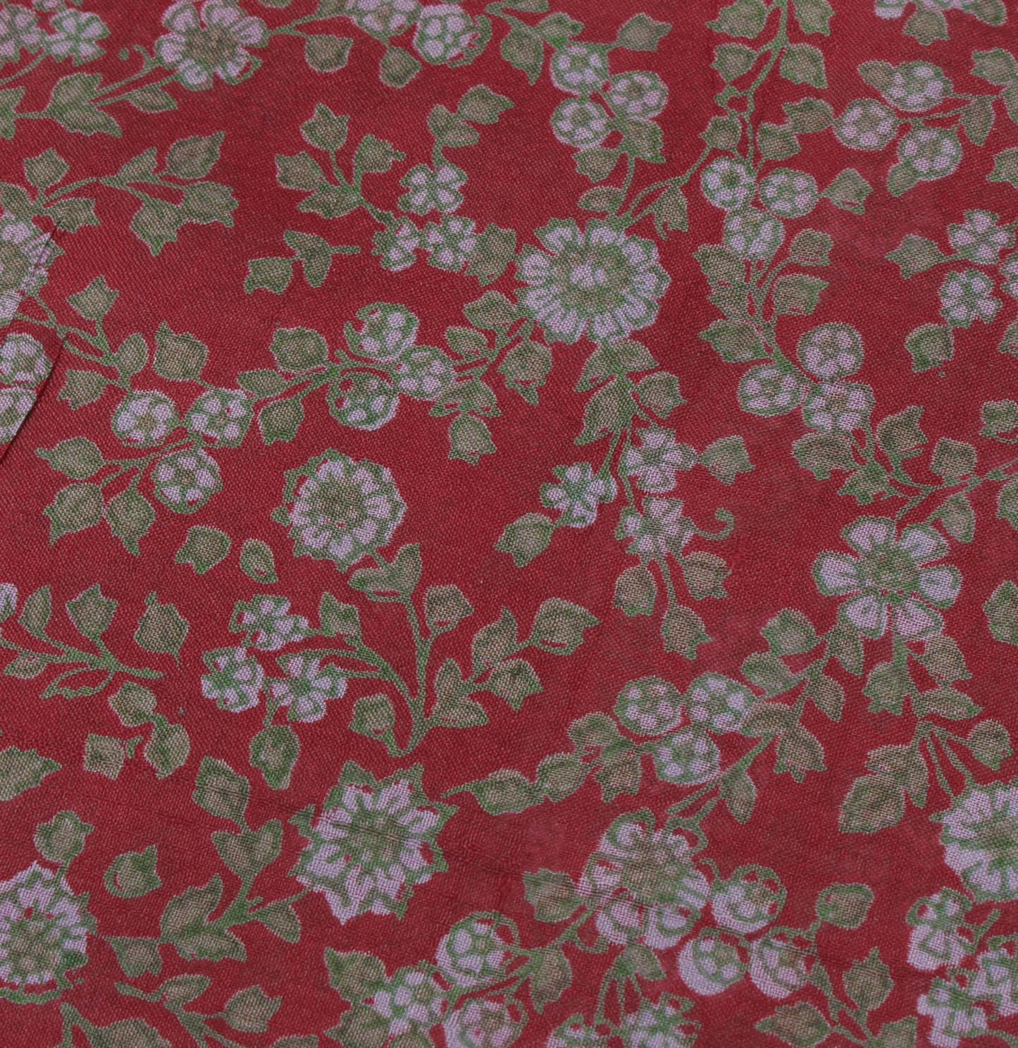 Sushila Vintage Maroon Saree 100% Pure Silk Printed Floral Soft Craft Fabric