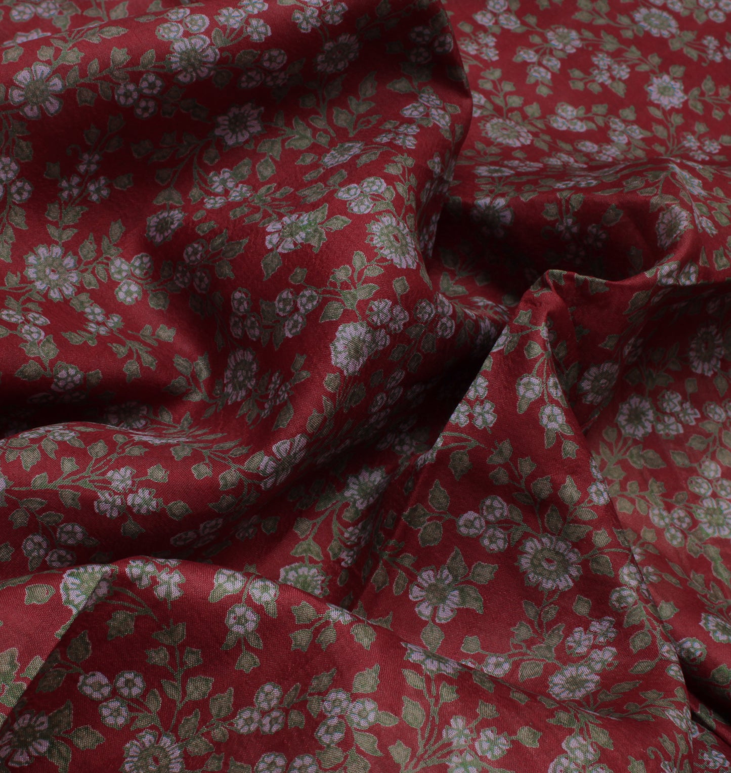 Sushila Vintage Maroon Saree 100% Pure Silk Printed Floral Soft Craft Fabric