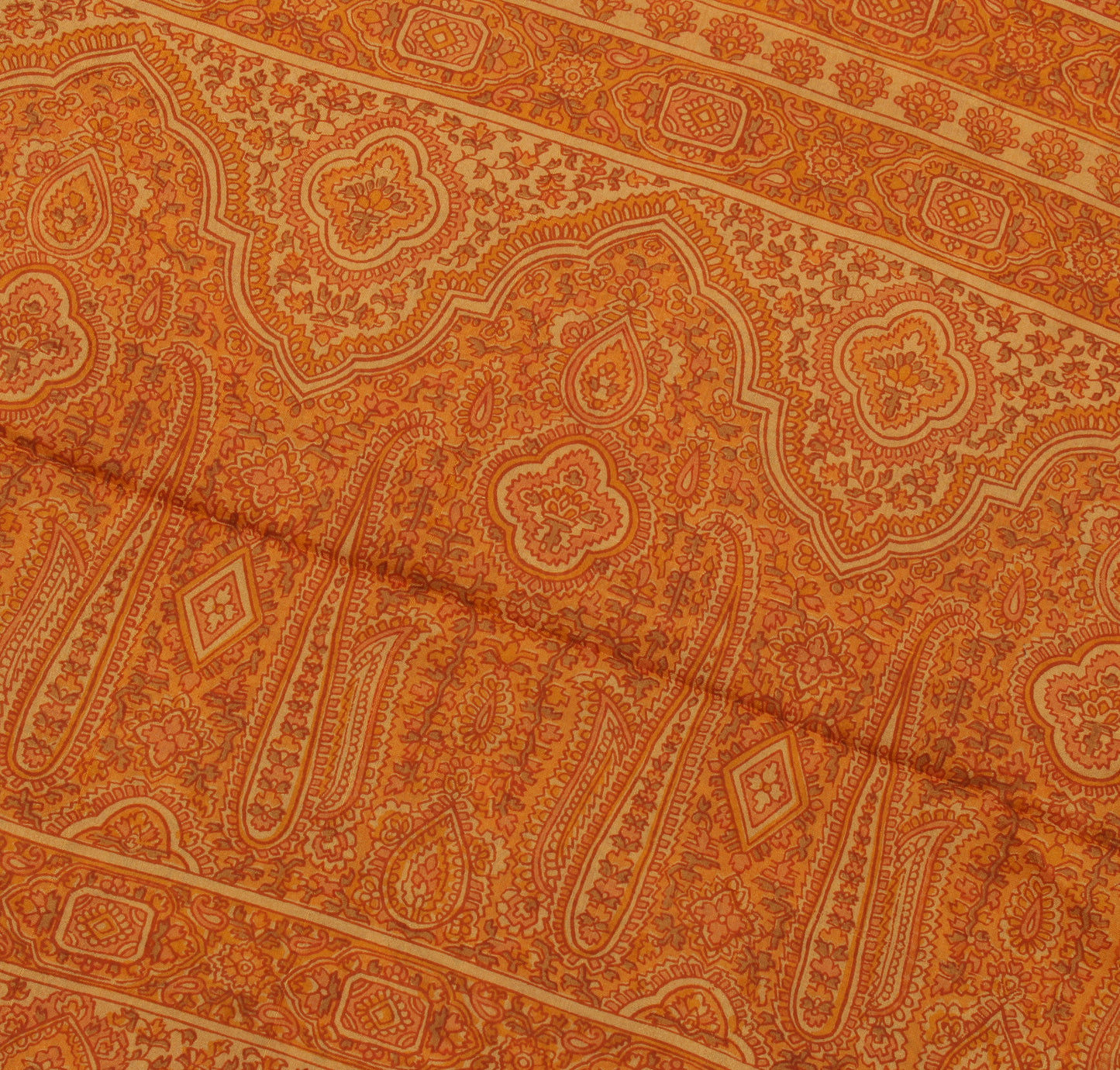 Sushila Vintage Indian Saree 100% Pure Silk Printed Paisley Soft Craft Fabric