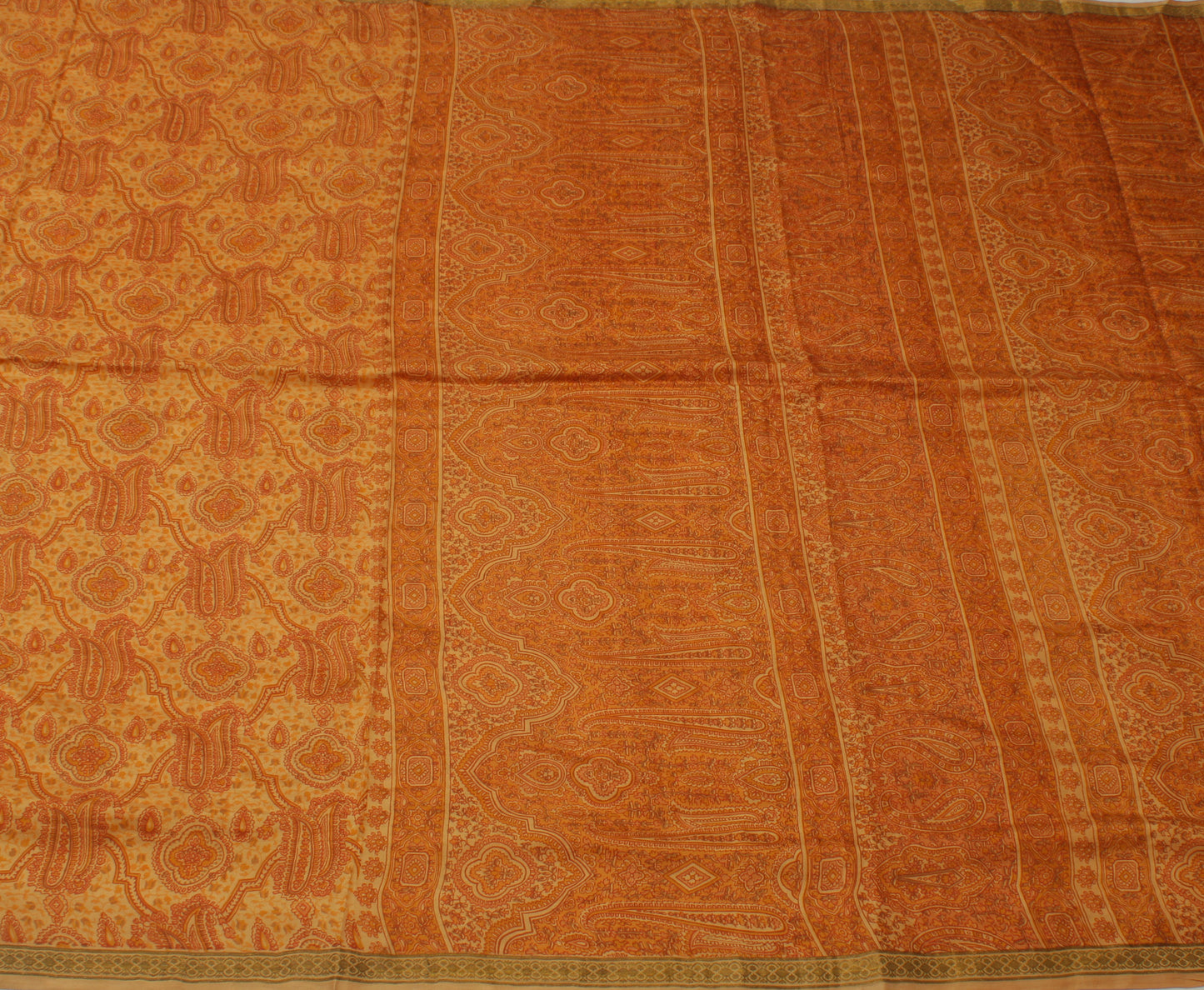 Sushila Vintage Indian Saree 100% Pure Silk Printed Paisley Soft Craft Fabric