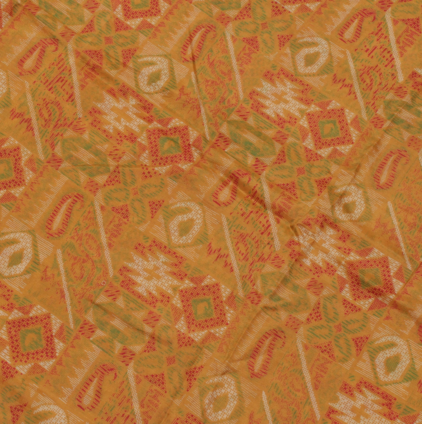 Sushila Vintage Mustard Saree 100% Pure Silk Printed Soft Craft 5 Yard Fabric