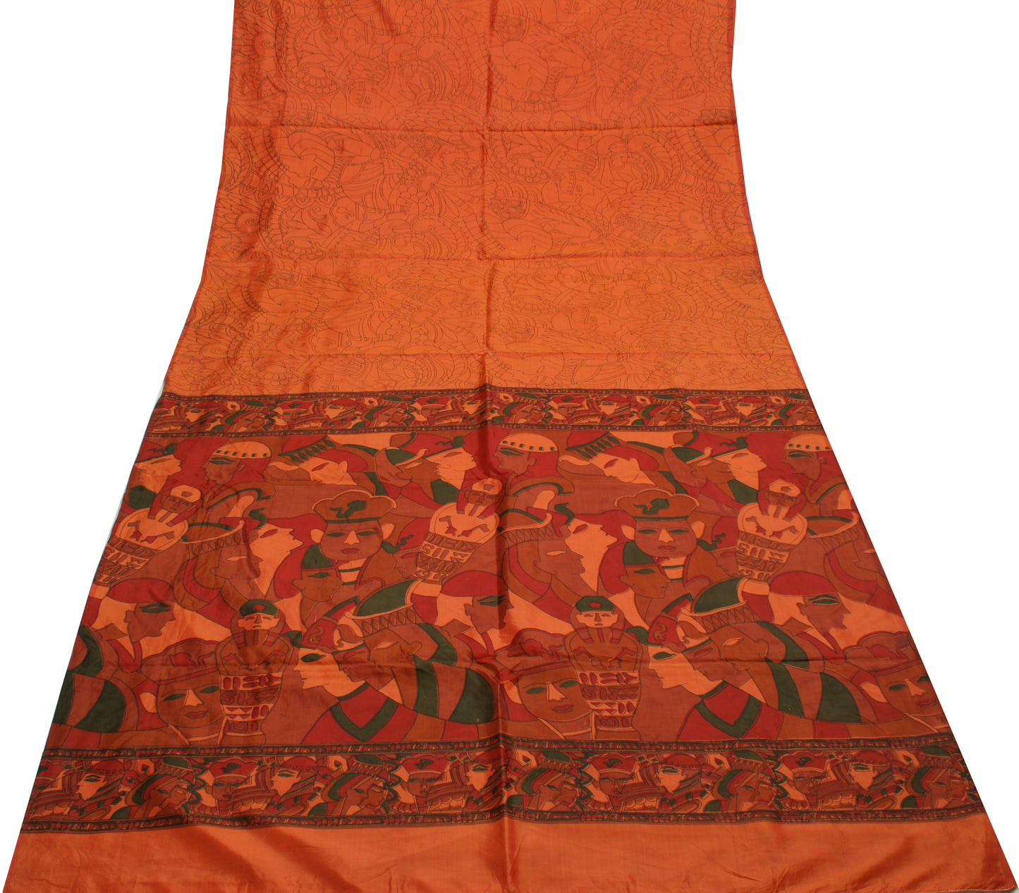 Sushila Vintage Rust Indian Saree 100% Pure Silk Printed Human Soft Craft Fabric