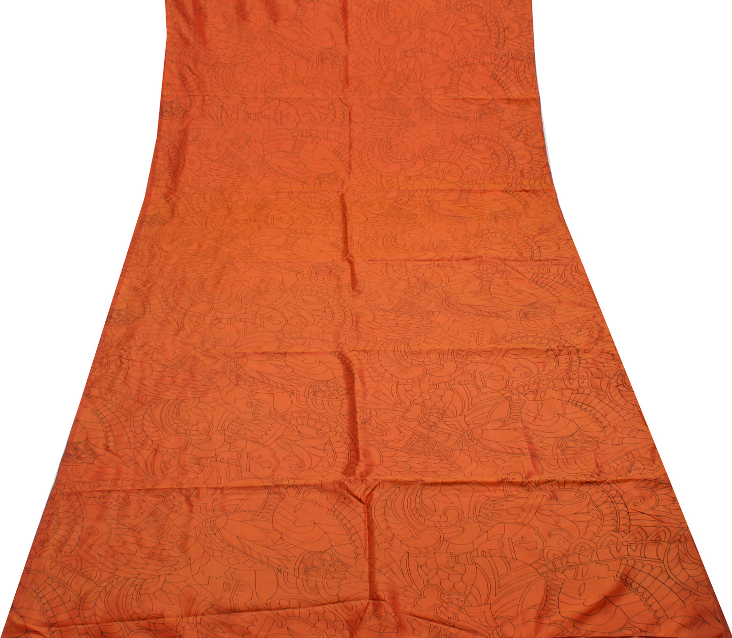 Sushila Vintage Rust Indian Saree 100% Pure Silk Printed Human Soft Craft Fabric