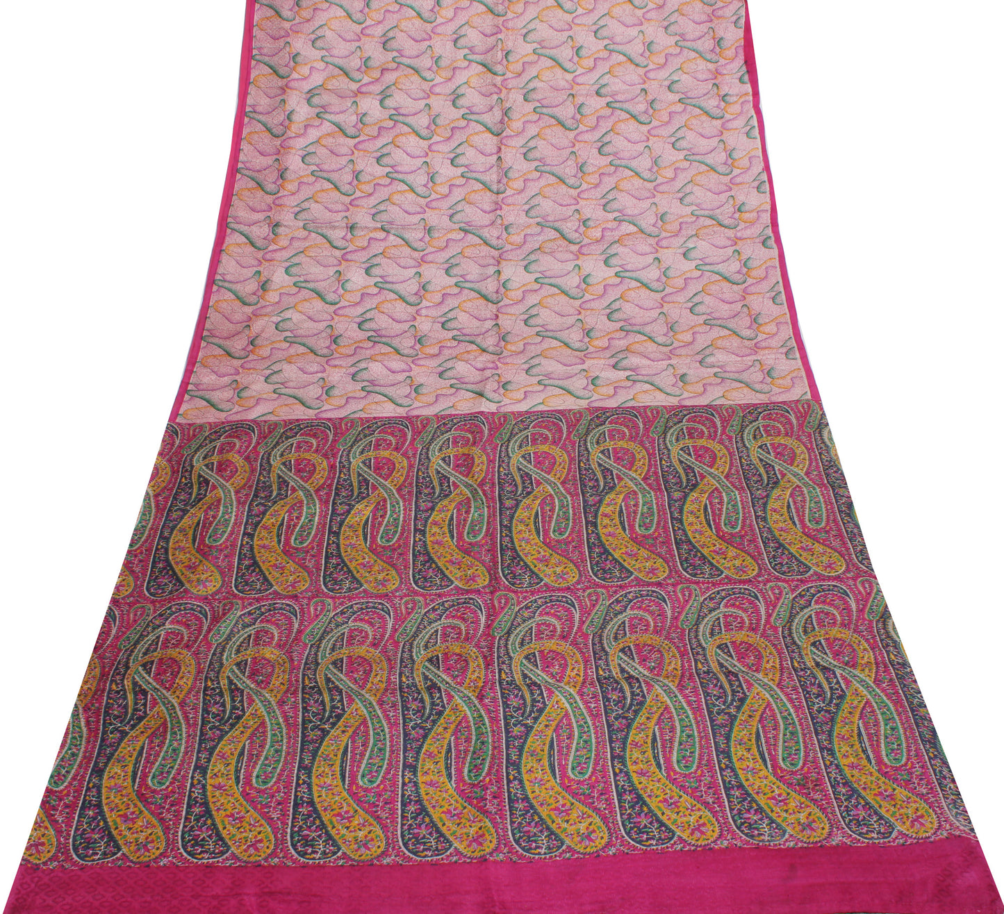 Sushila Vintage Indian Saree 100% Pure Silk Printed Floral Soft Craft Fabric