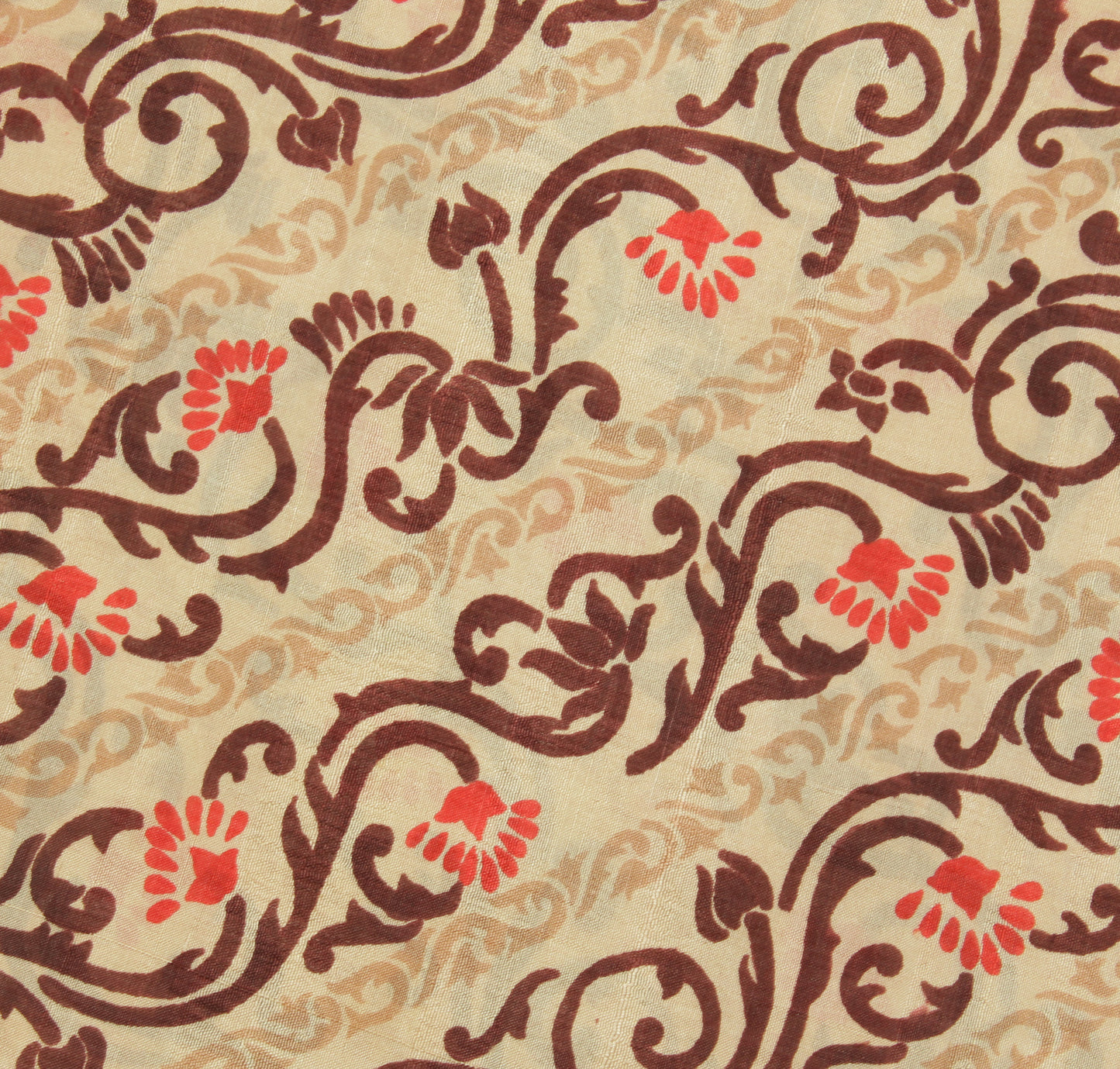 Sushila Vintage Cream Saree 100% Pure Silk Printed Floral Soft Craft Fabric