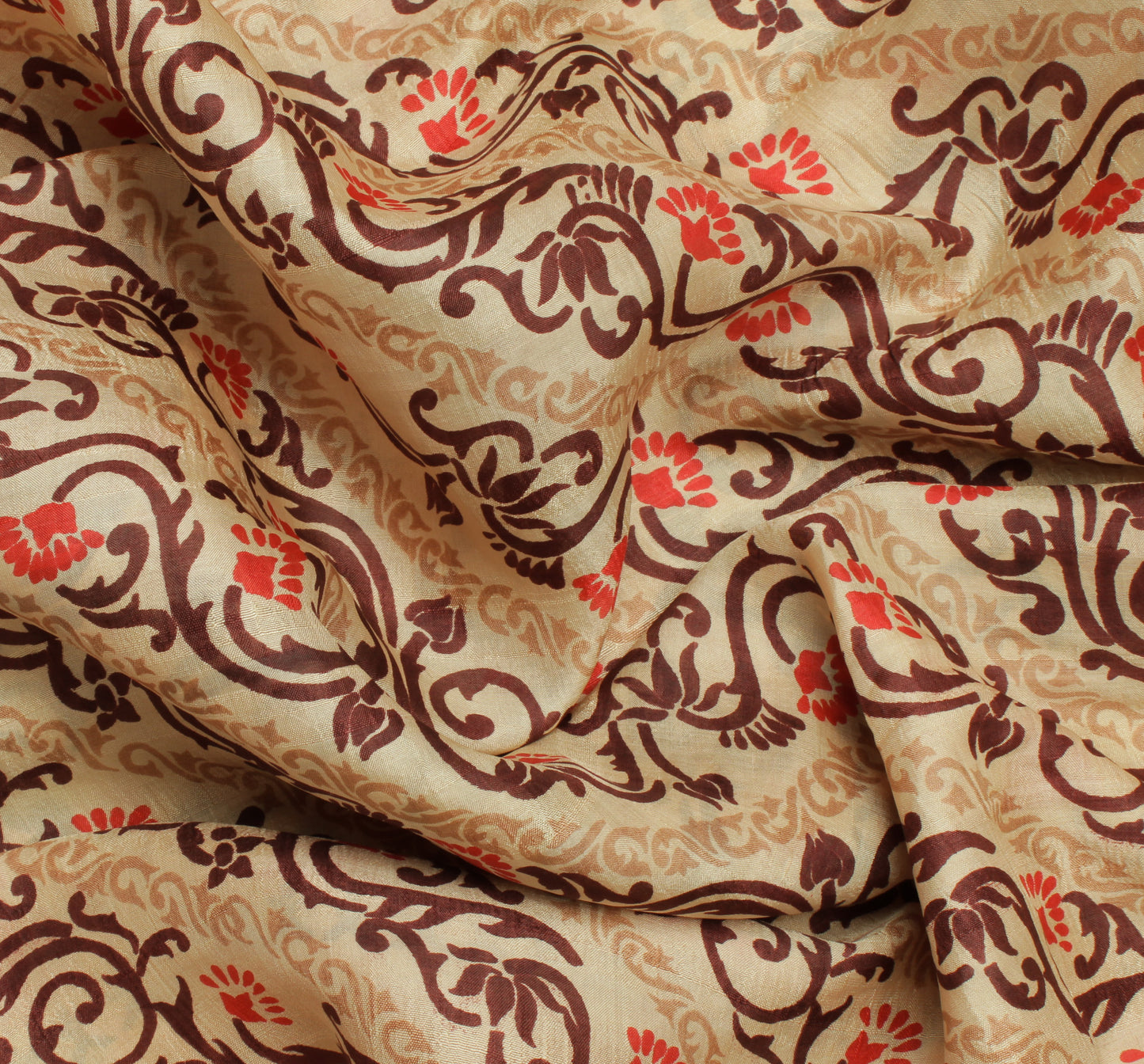 Sushila Vintage Cream Saree 100% Pure Silk Printed Floral Soft Craft Fabric