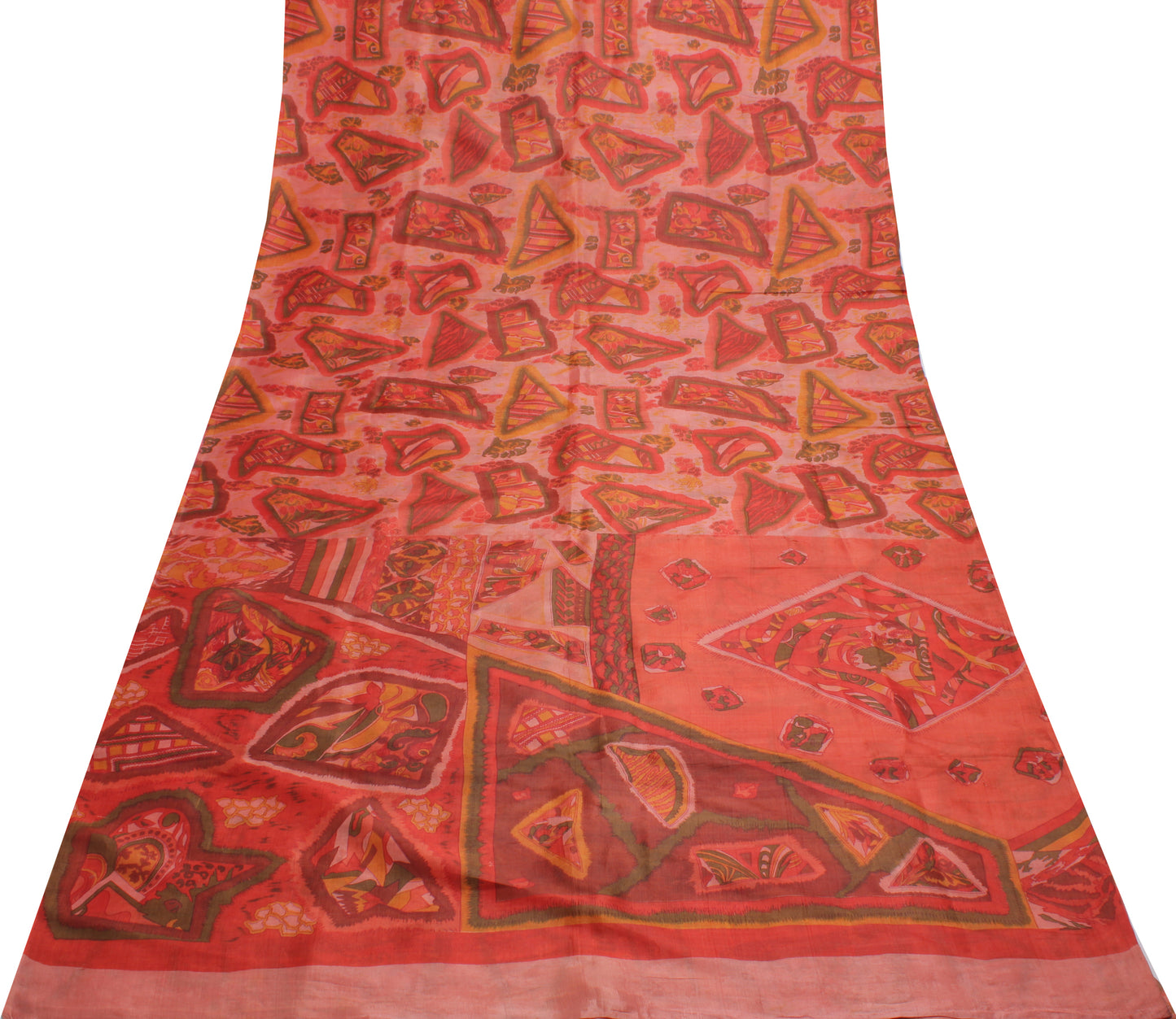 Sushila Vintage Indian Saree 100% Pure Silk Printed Soft Craft Sari 5 YD Fabric