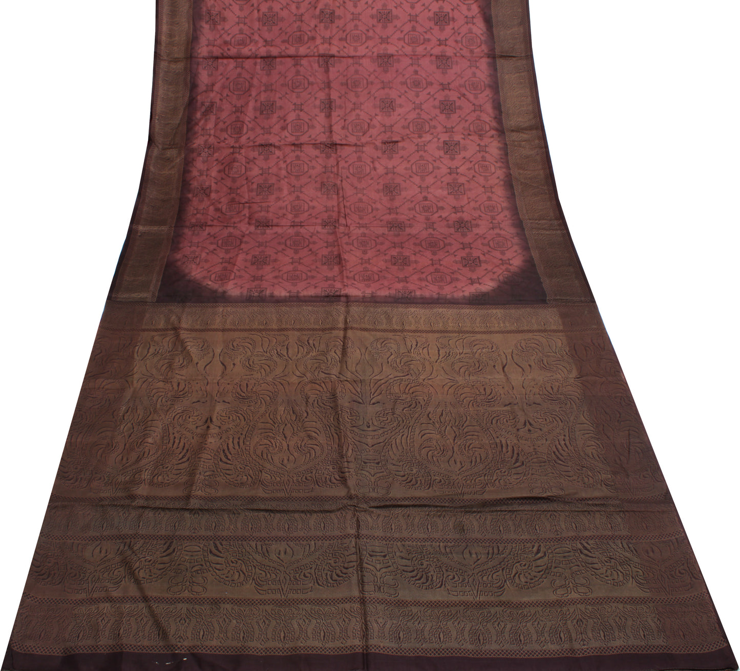 Sushila Vintage Indian Saree 100% Pure Silk Printed Soft Craft 5 Yard Fabric