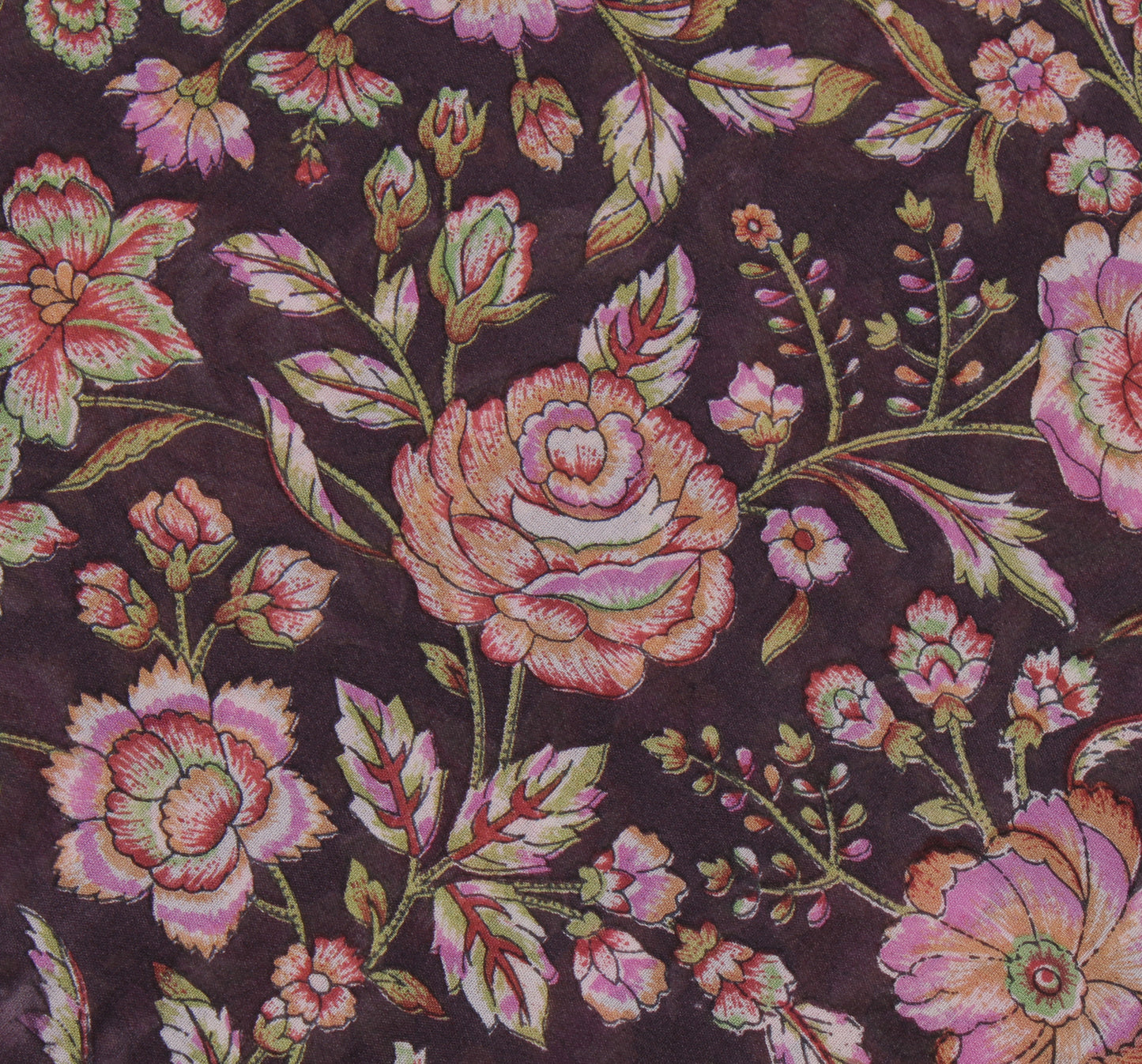 Sushila Vintage Indian Saree Blend Silk Printed Floral Soft Craft 5 Yard Fabric