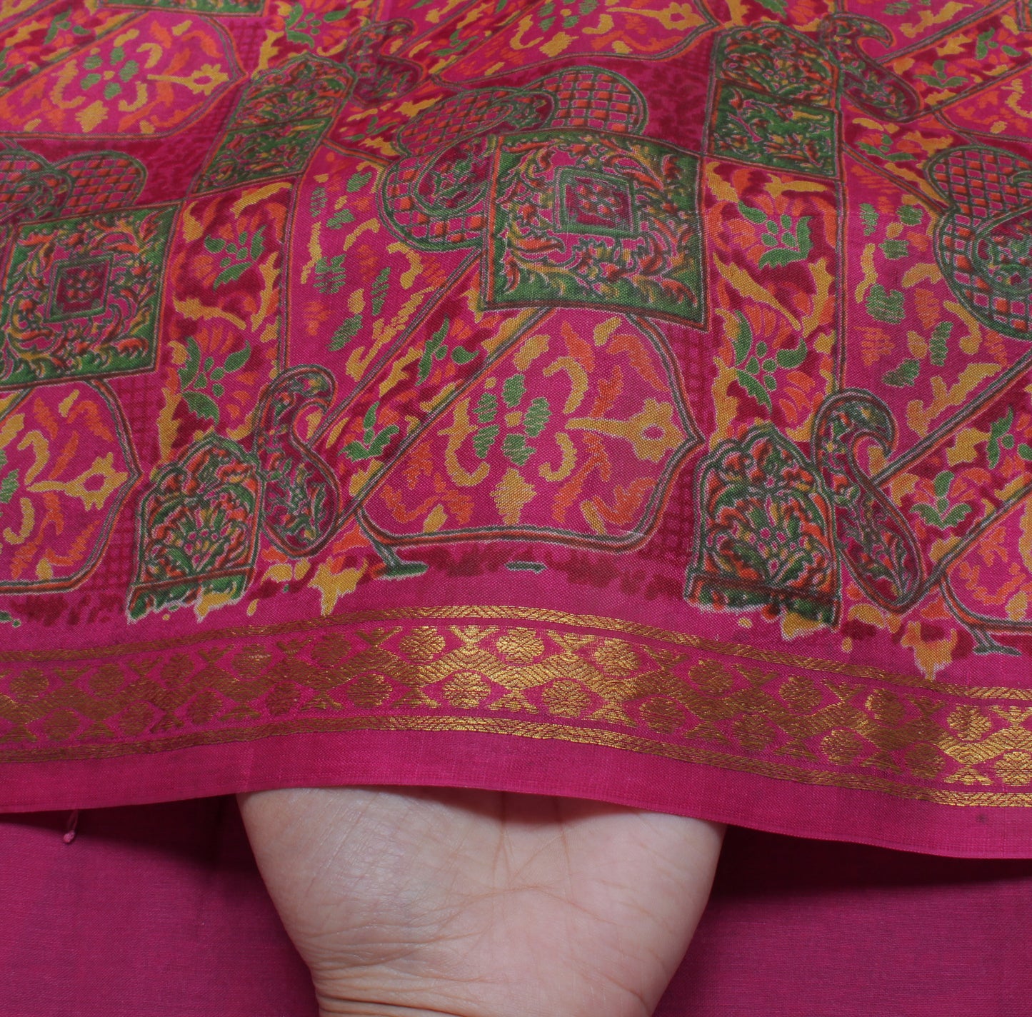 Sushila Vintage Magenta Saree 100% Pure Silk Printed Floral Soft Craft Fabric