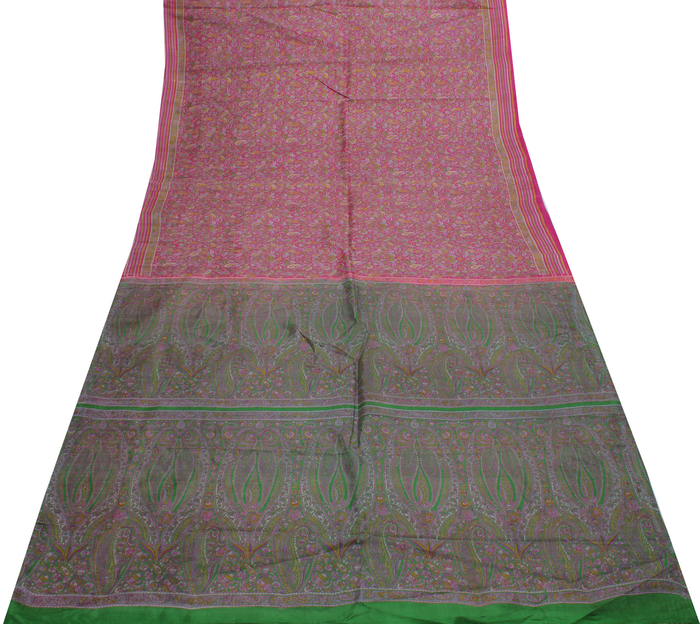 Sushila Vintage Magenta Saree 100% Pure Silk Printed Floral Soft Craft Fabric