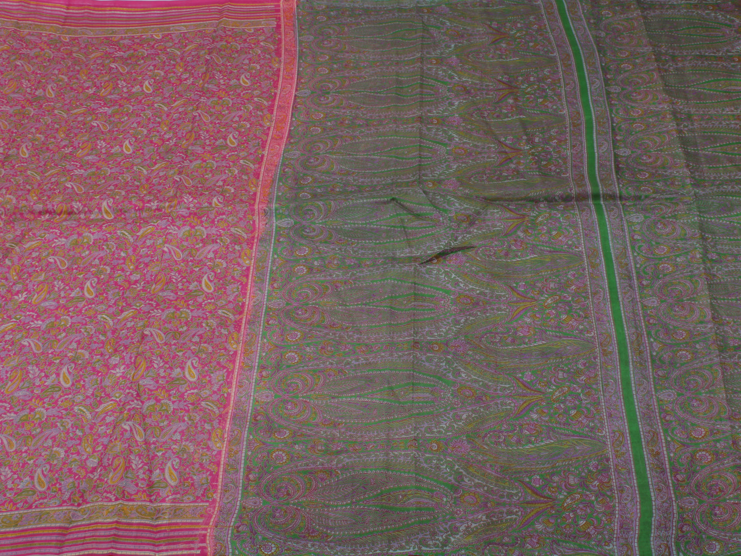 Sushila Vintage Magenta Saree 100% Pure Silk Printed Floral Soft Craft Fabric