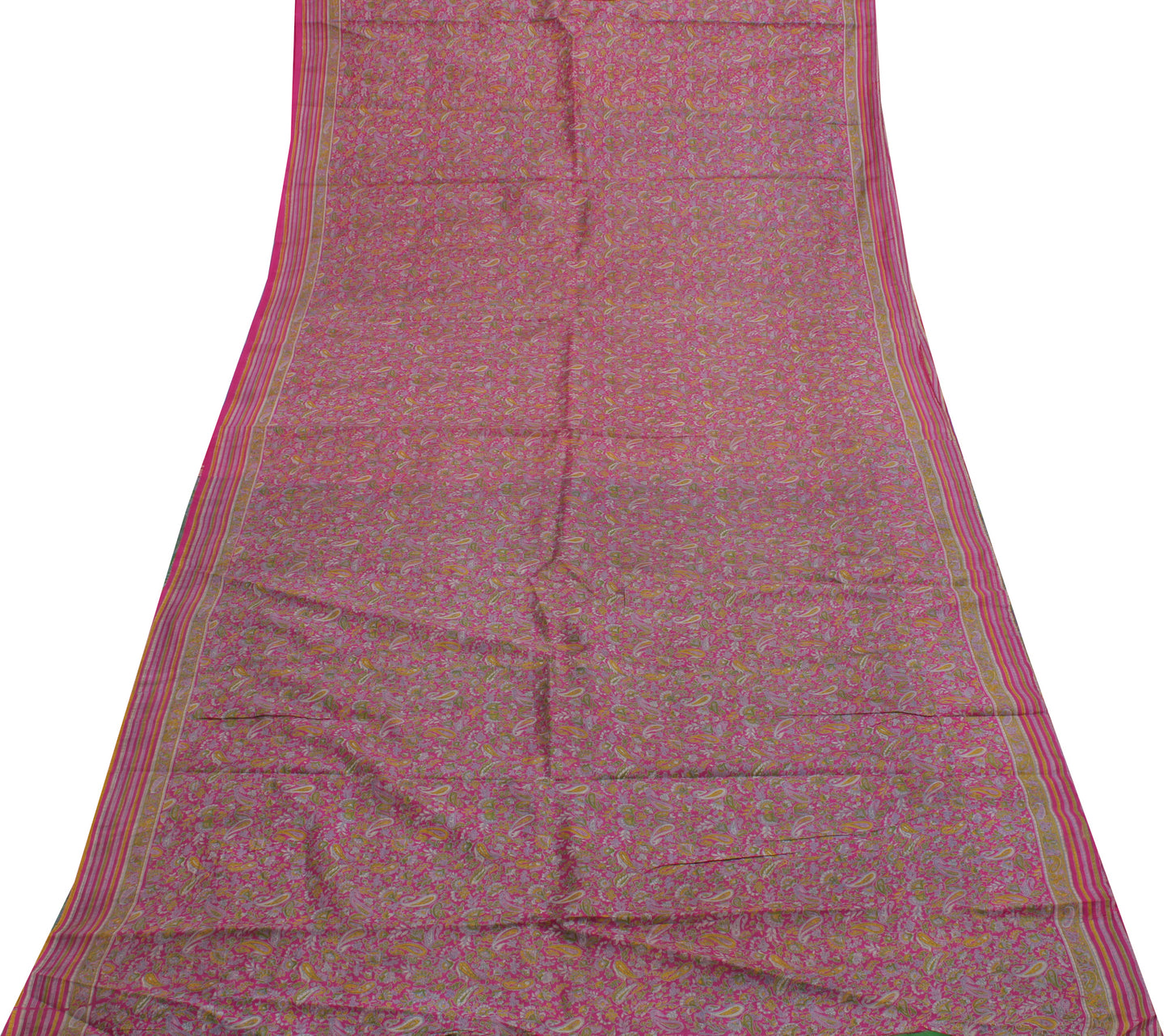 Sushila Vintage Magenta Saree 100% Pure Silk Printed Floral Soft Craft Fabric