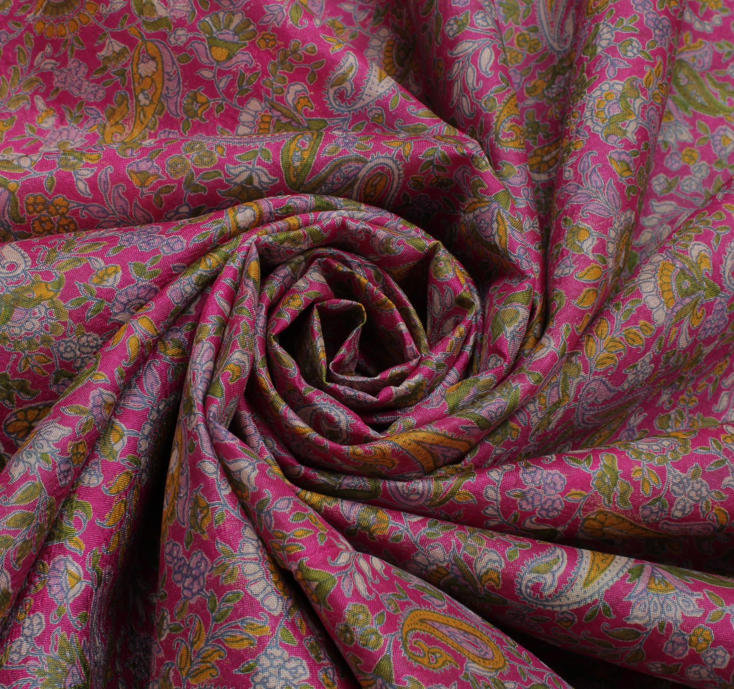 Sushila Vintage Magenta Saree 100% Pure Silk Printed Floral Soft Craft Fabric