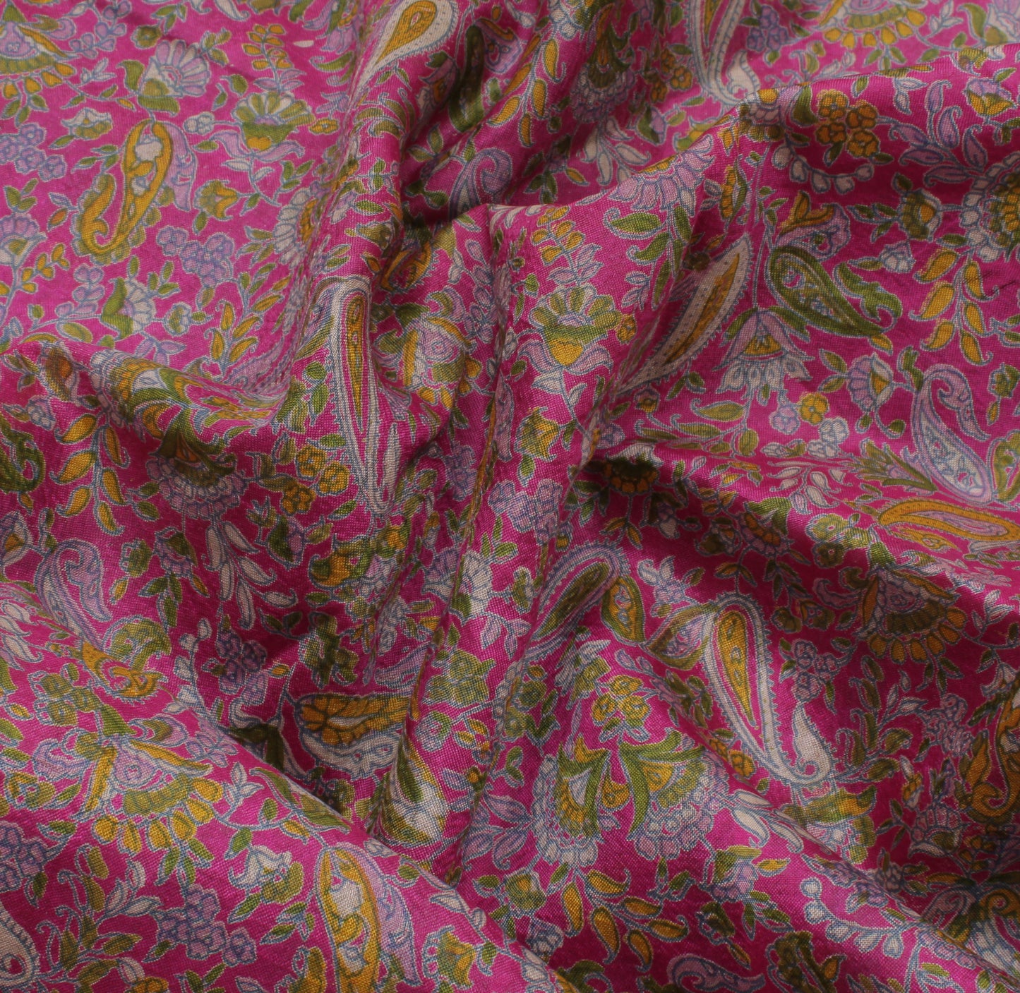 Sushila Vintage Magenta Saree 100% Pure Silk Printed Floral Soft Craft Fabric