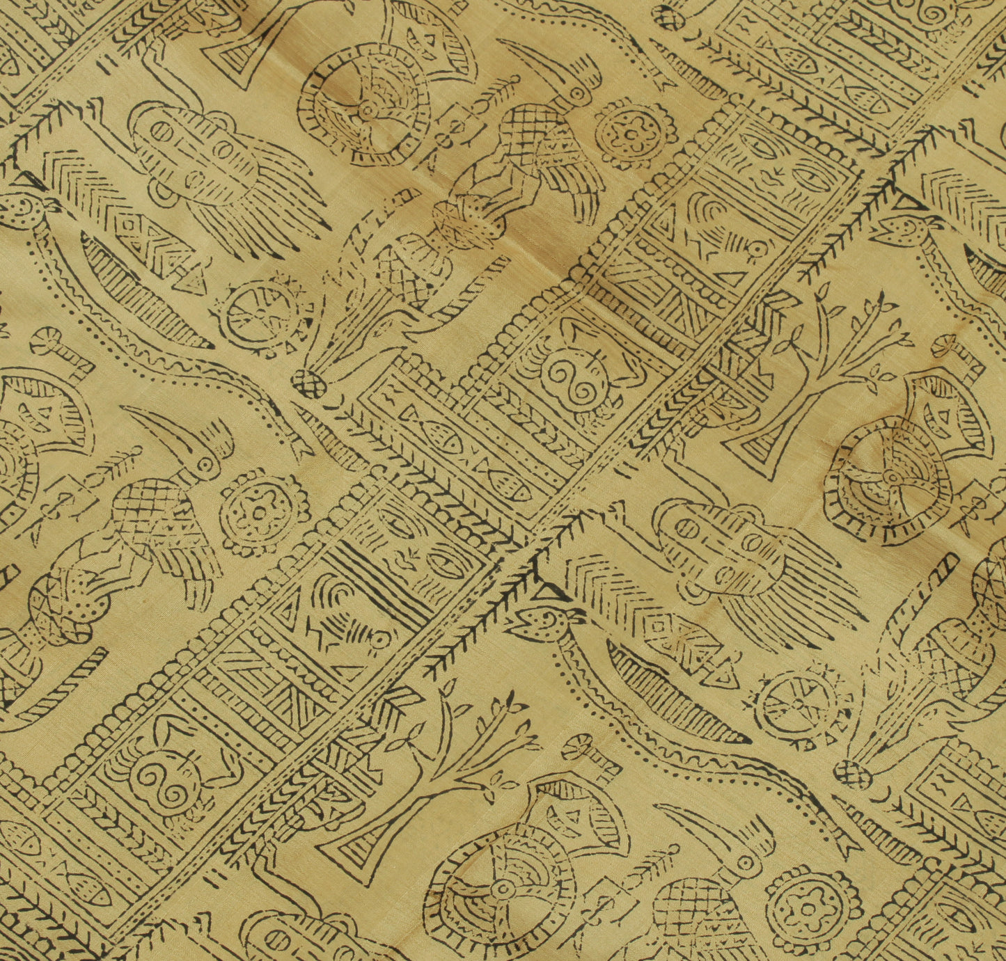 Sushila Vintage :Light Brown Saree 100% Pure Silk Printed Soft Craft Sari Fabric