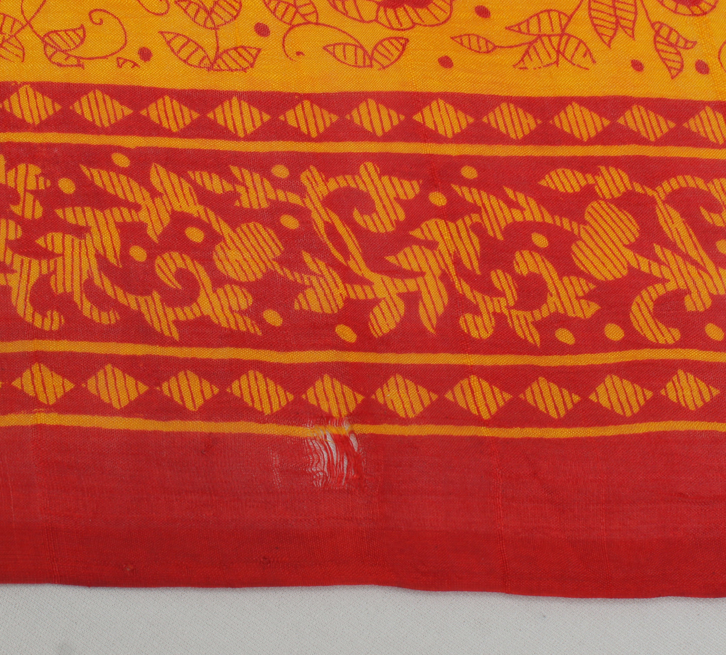 Sushila Vintage Yellow Saree 100% Pure Silk Printed Floral Soft Craft Fabric