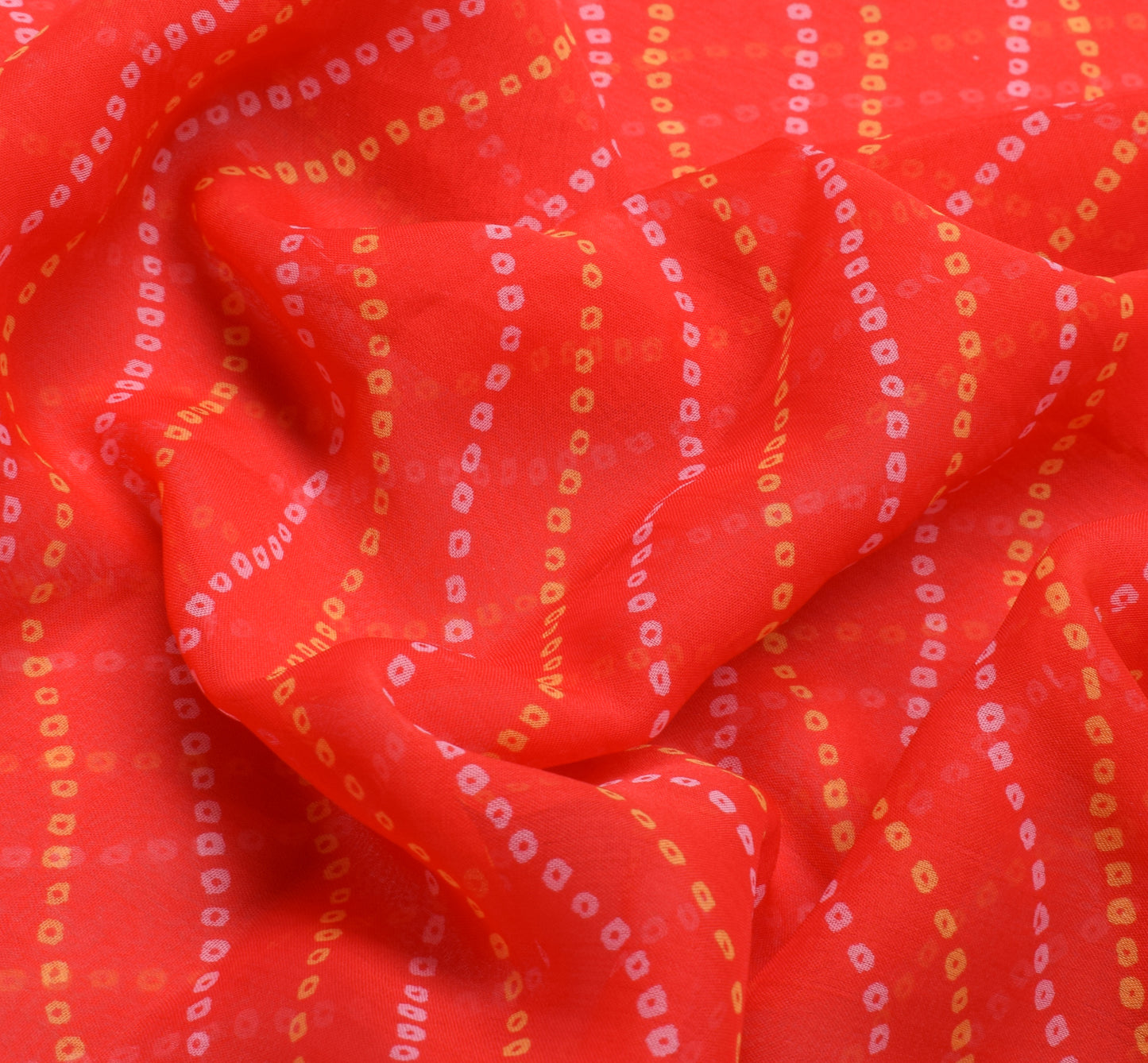 Sushila Vintage Indian Saree Bend Georgette Silk Bandhani Printed Craft Fabric