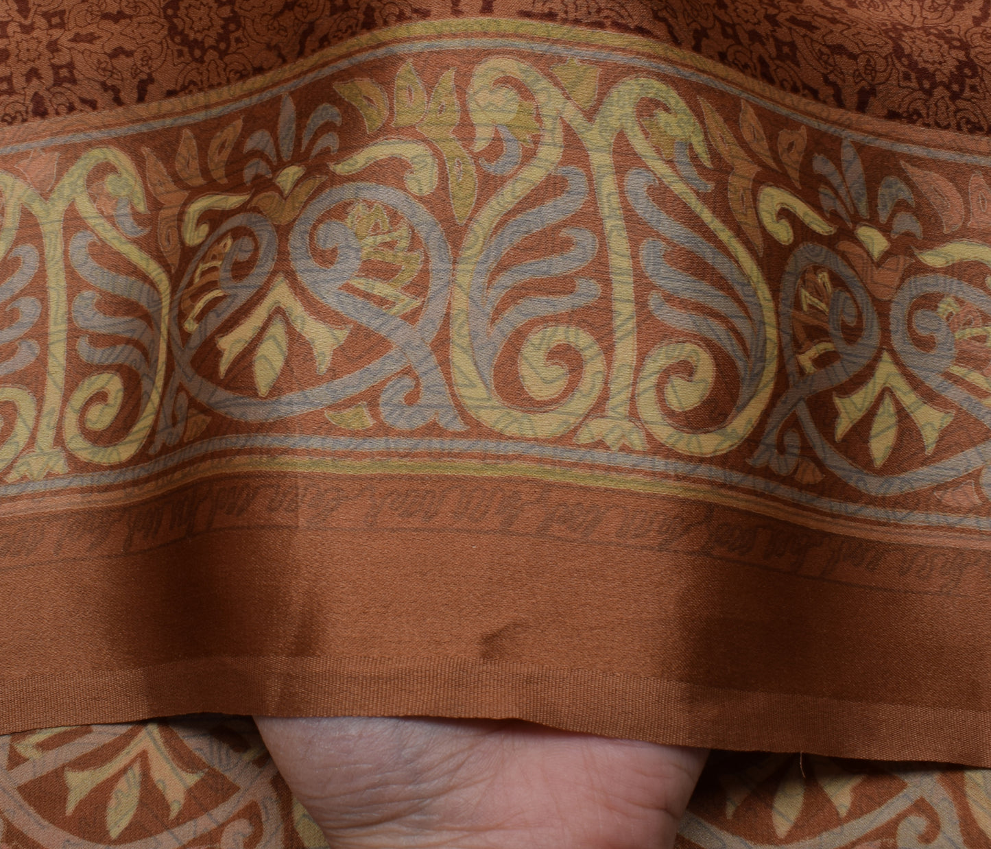 Sushila Vintage Brown Saree 100% Pure Satin Silk Printed Floral Soft Fabric