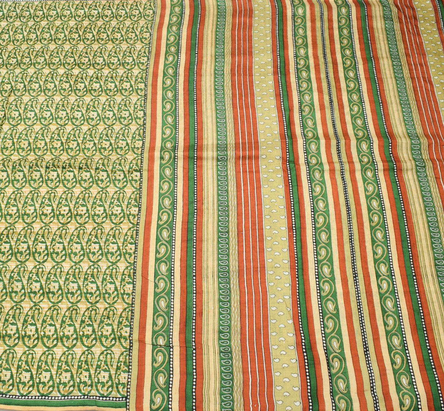 Sushila Vintage Indian Saree 100% Pure Silk Printed Paisley Soft Craft Fabric