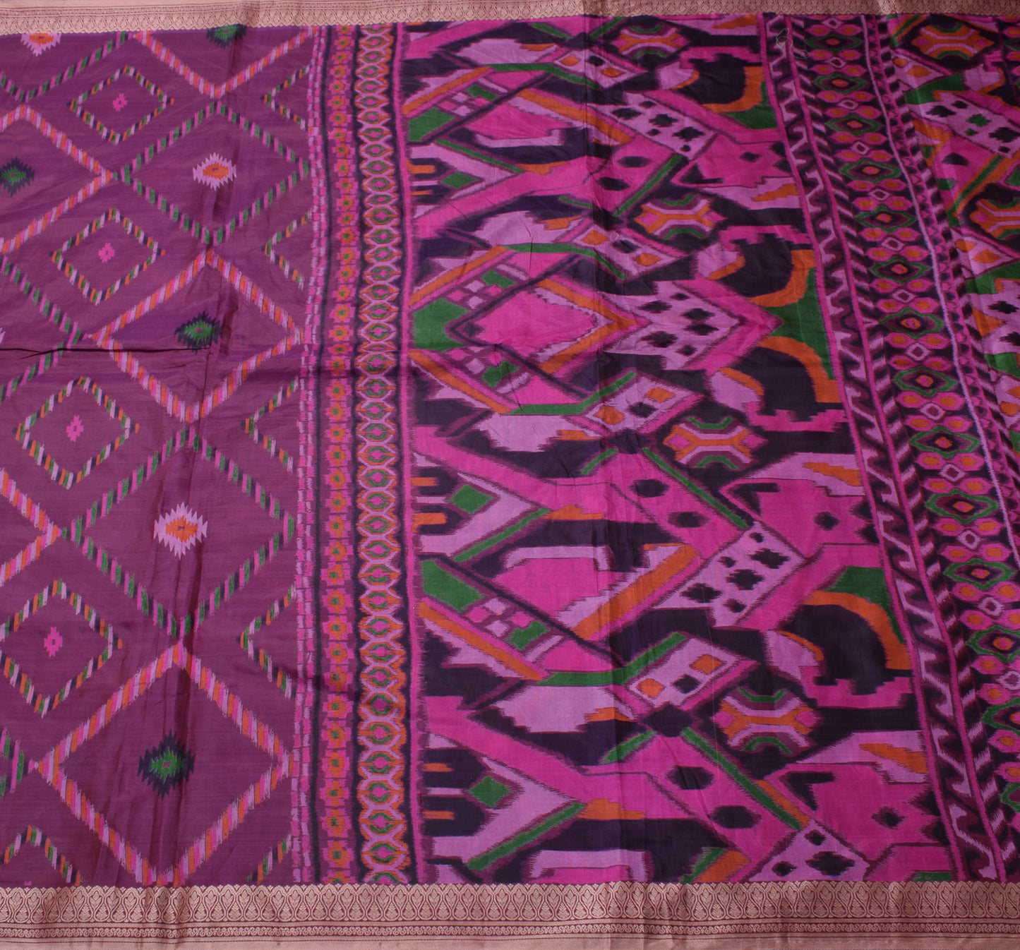 Sushila Vintage Purple Saree 100% Pure Silk Printed 5 Yard Soft Craft Fabric